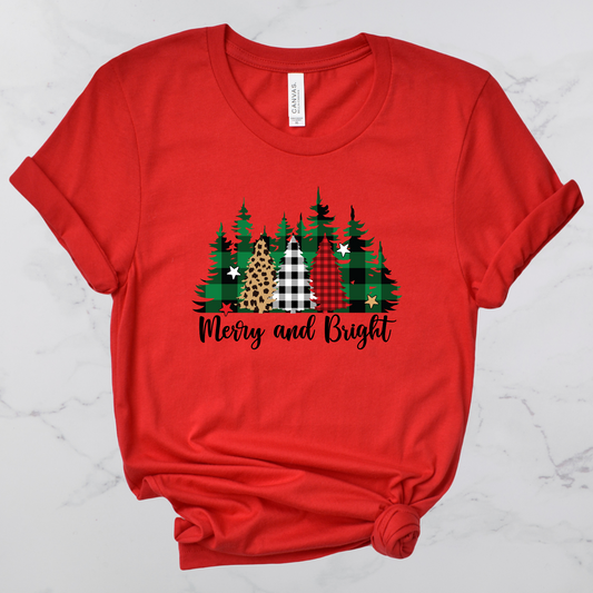 Merry & Bright Trees Christmas Graphic Tee