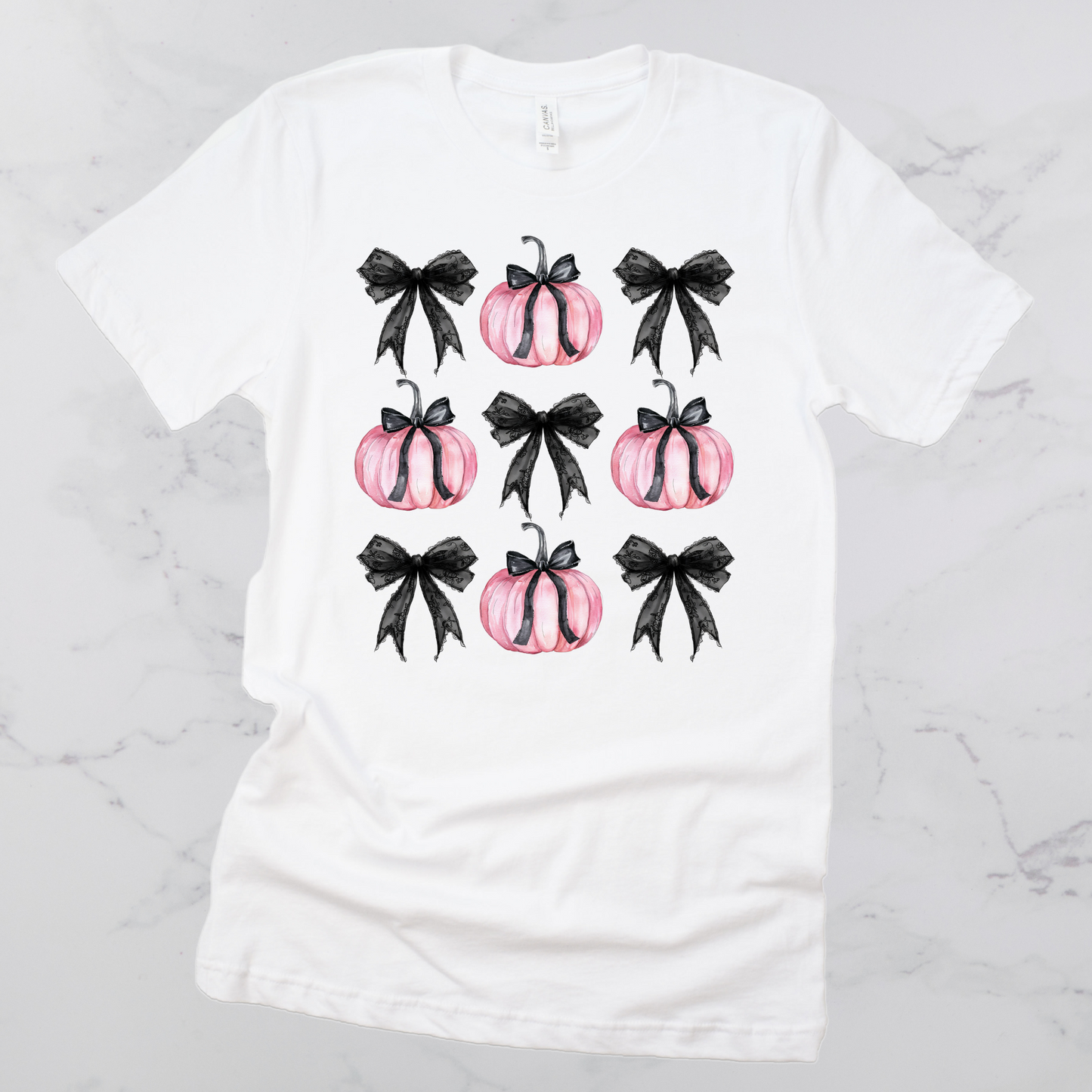 Pink Pumpkins/Coquette Bows Short Sleeve Graphic Tee