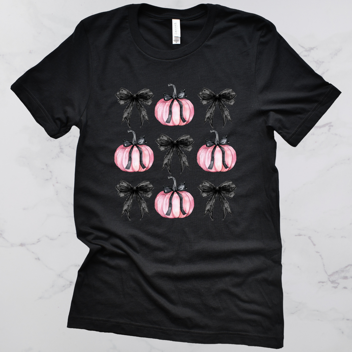 Pink Pumpkins/Coquette Bows Short Sleeve Graphic Tee