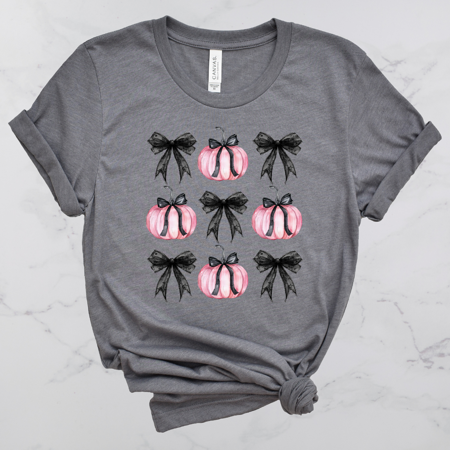 Pink Pumpkins/Coquette Bows Short Sleeve Graphic Tee