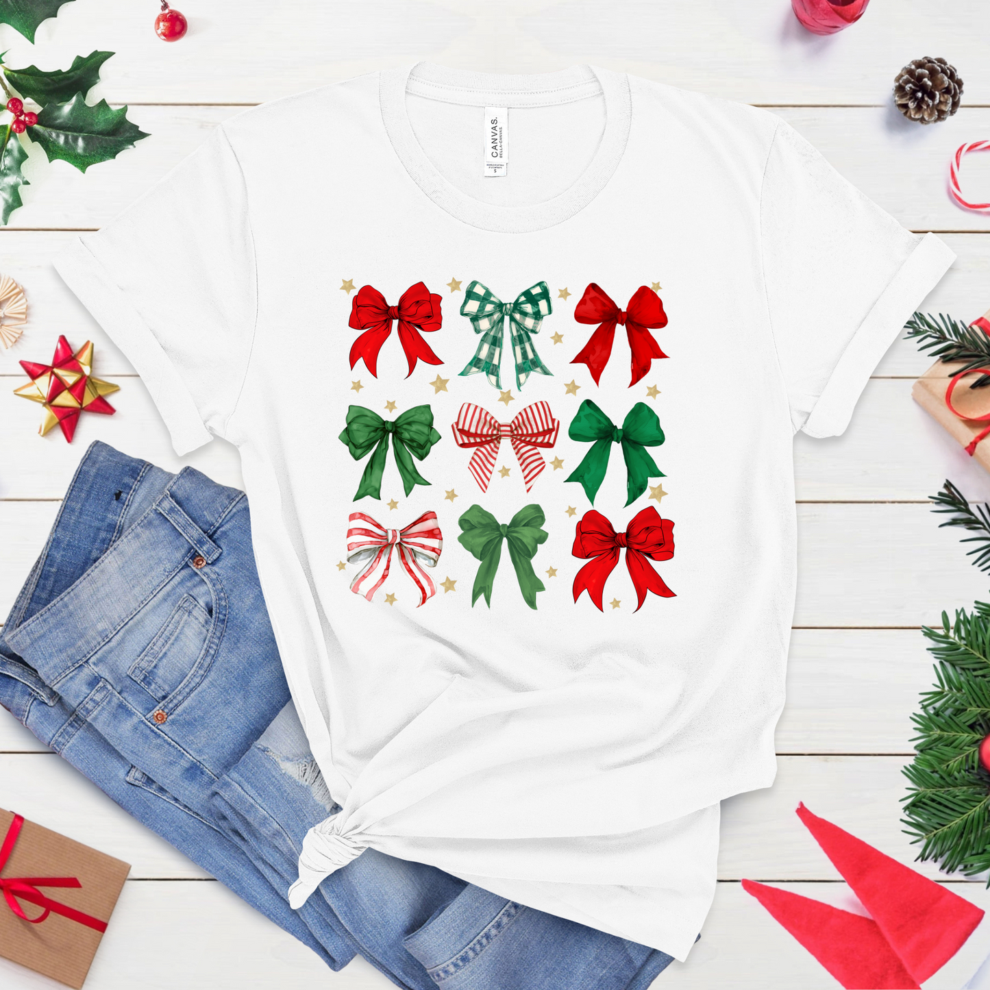 Christmas Bow T-Shirt – Festive Holiday Graphic Tee