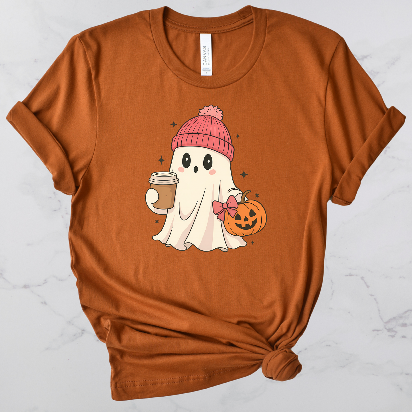 Coffee Ghost Halloween Shirt Sleeve Graphic Tee