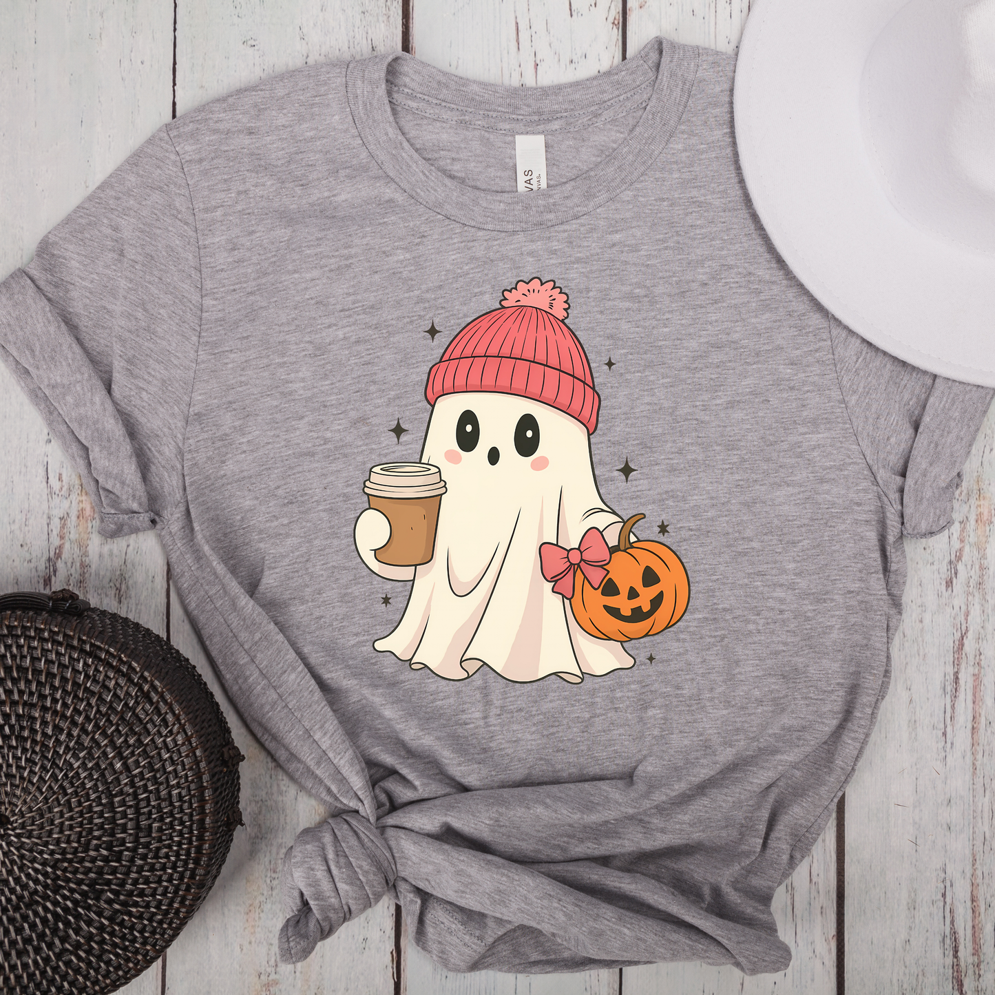 Coffee Ghost Halloween Shirt Sleeve Graphic Tee