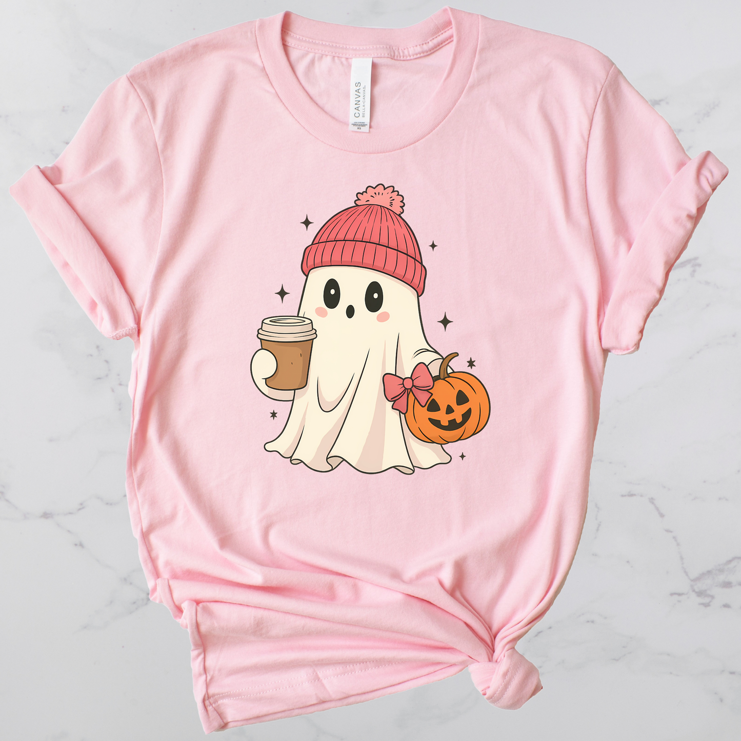Coffee Ghost Halloween Shirt Sleeve Graphic Tee