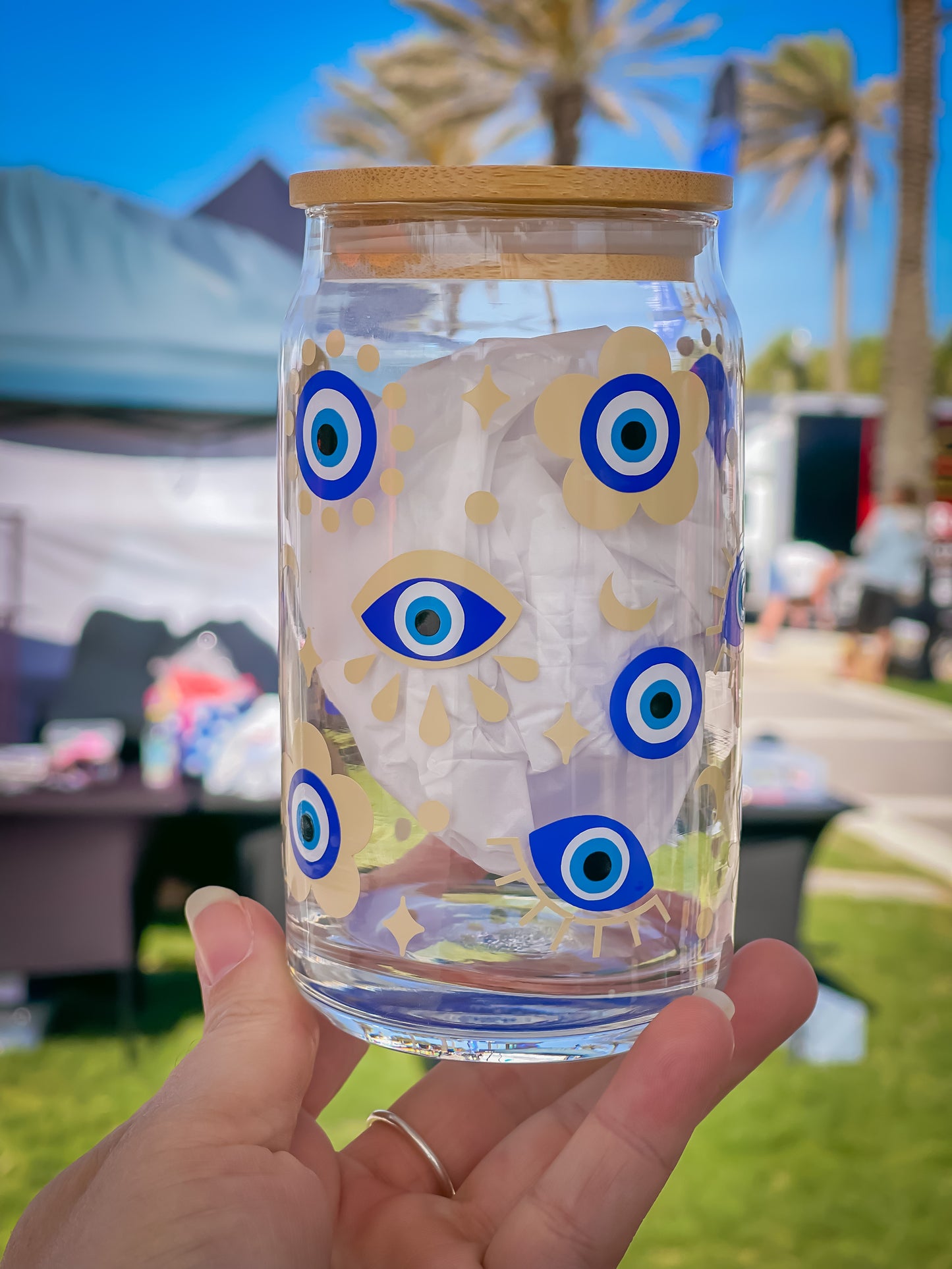 Evil Eye Style Libbey Glass Cup
