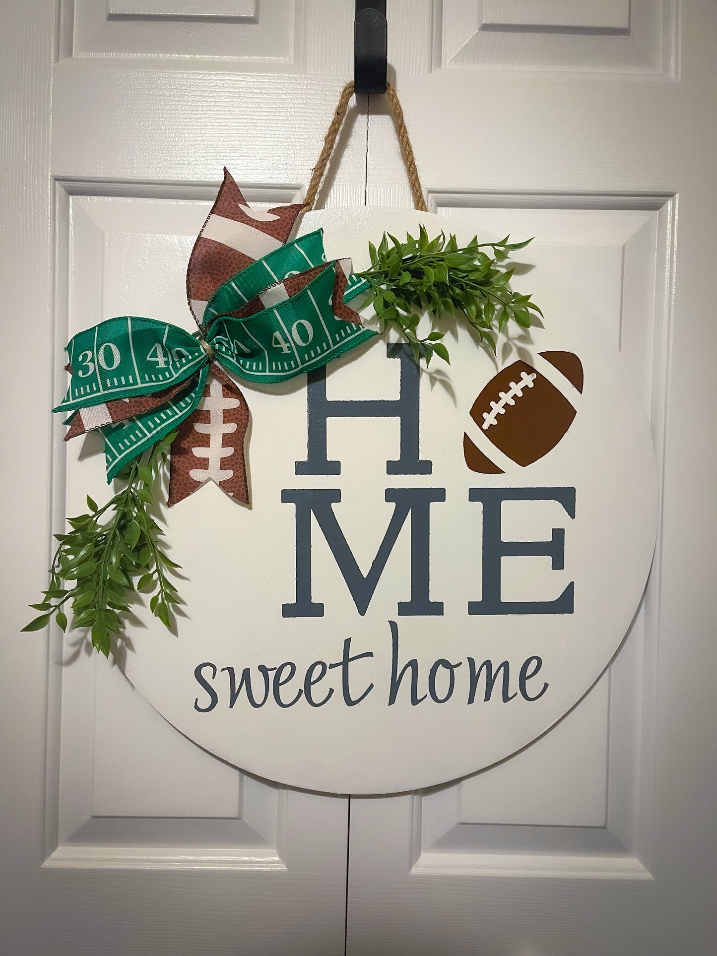 Home Sweet Home Football Wood Door Hanger