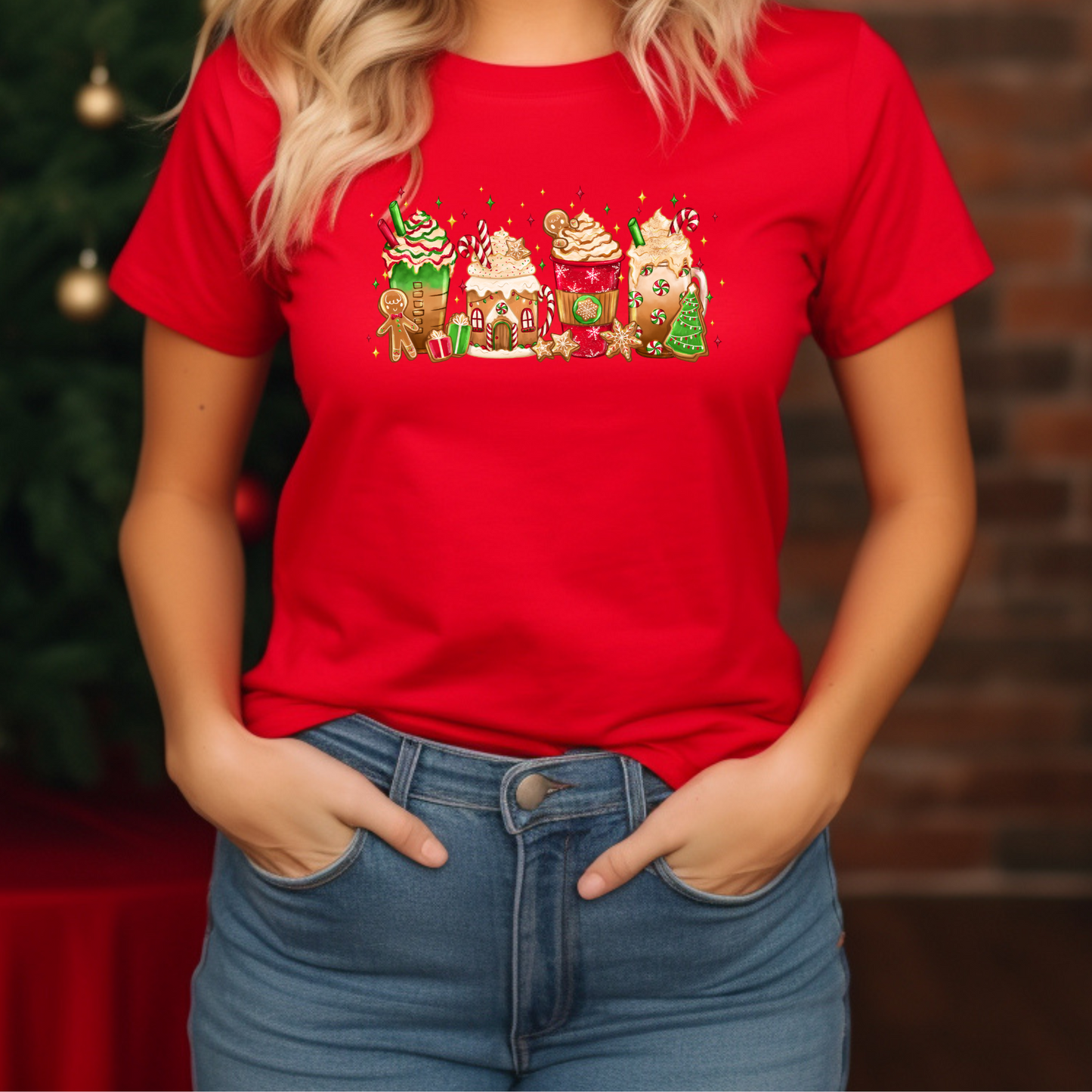Gingerbread Christmas Coffee Short Sleeve Graphic Tee