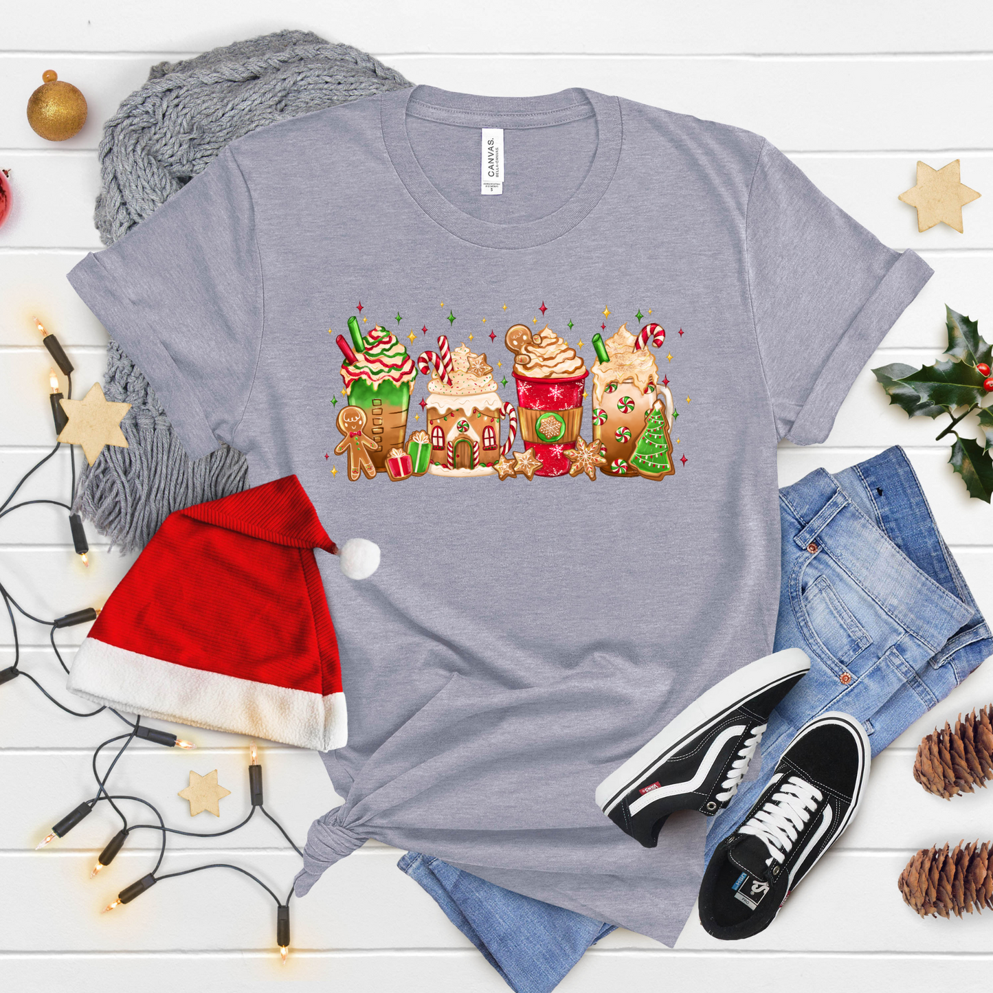 Gingerbread Christmas Coffee Short Sleeve Graphic Tee