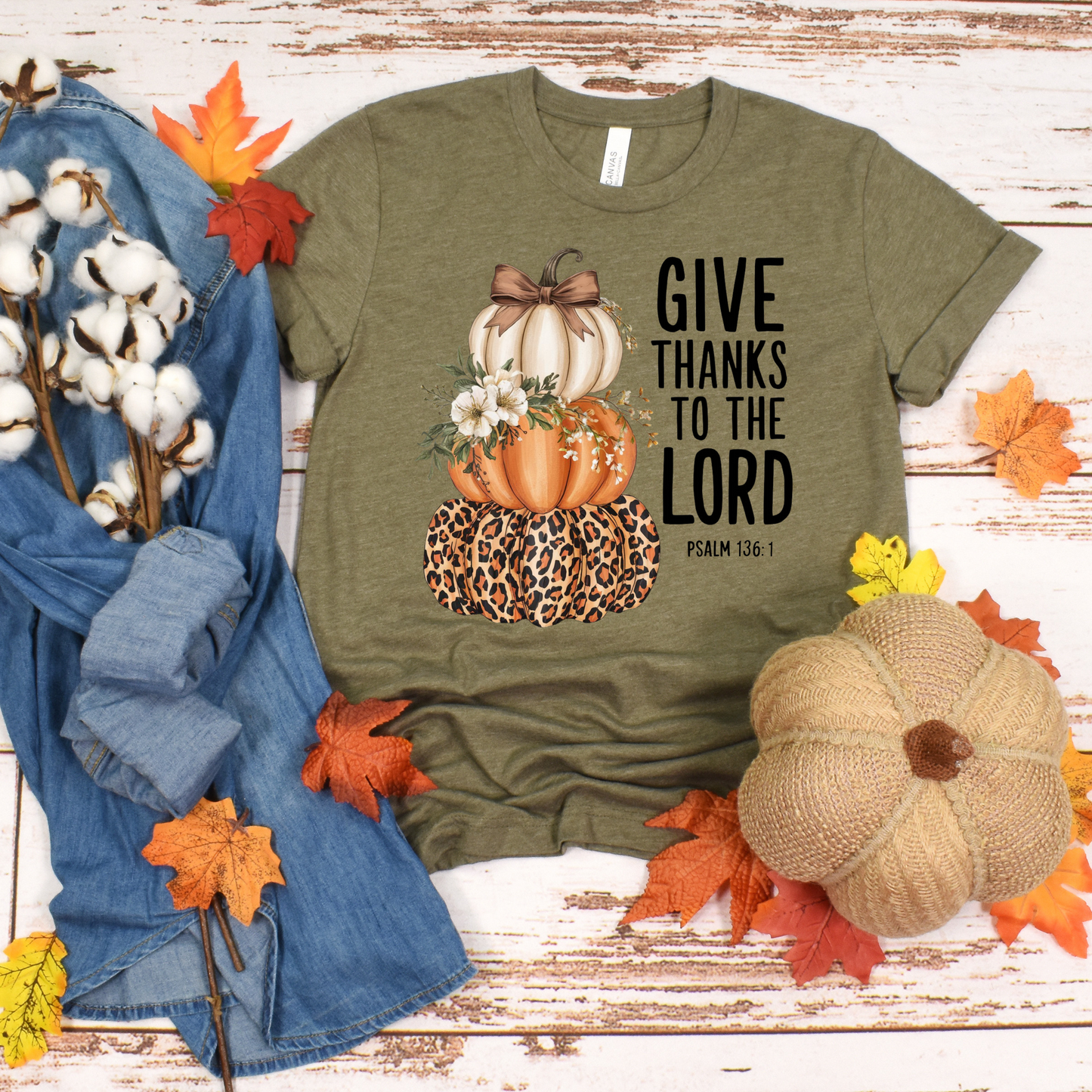 Give Thanks to God Fall Short Sleeve Graphic Tee