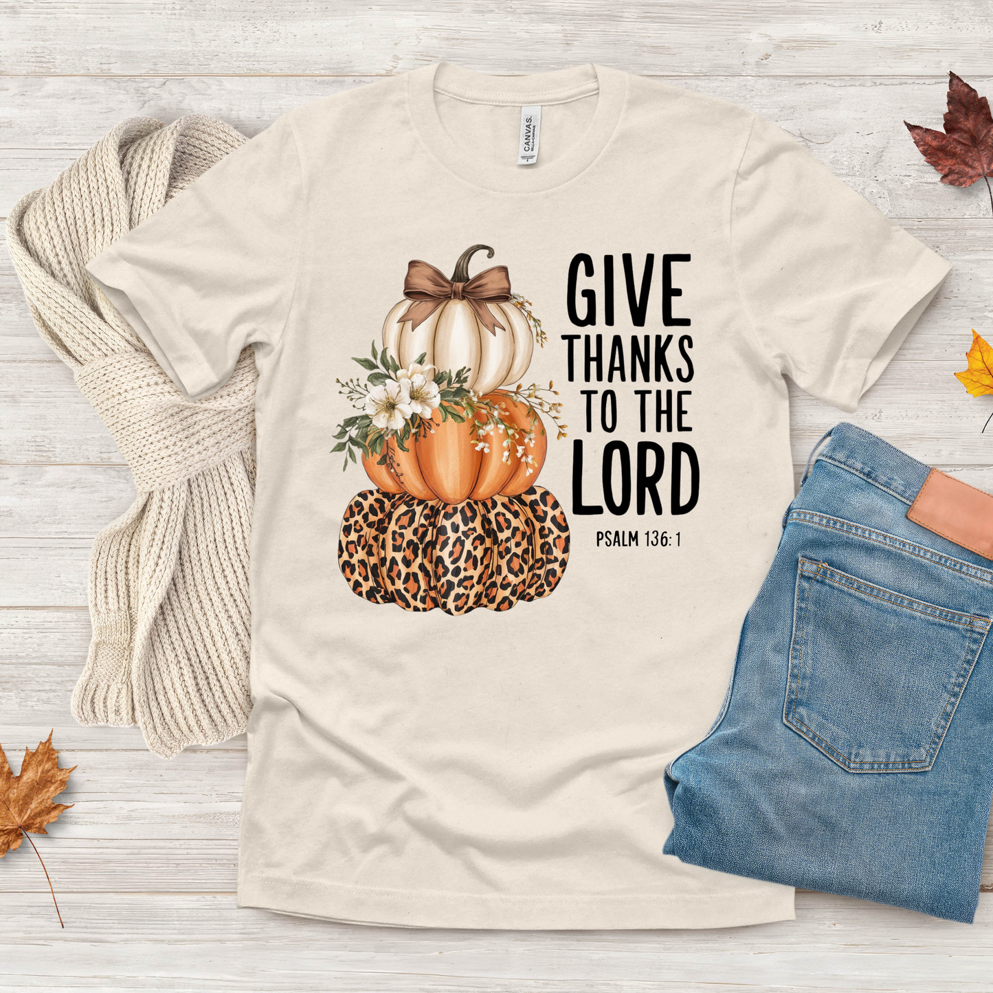 Give Thanks to God Fall Short Sleeve Graphic Tee