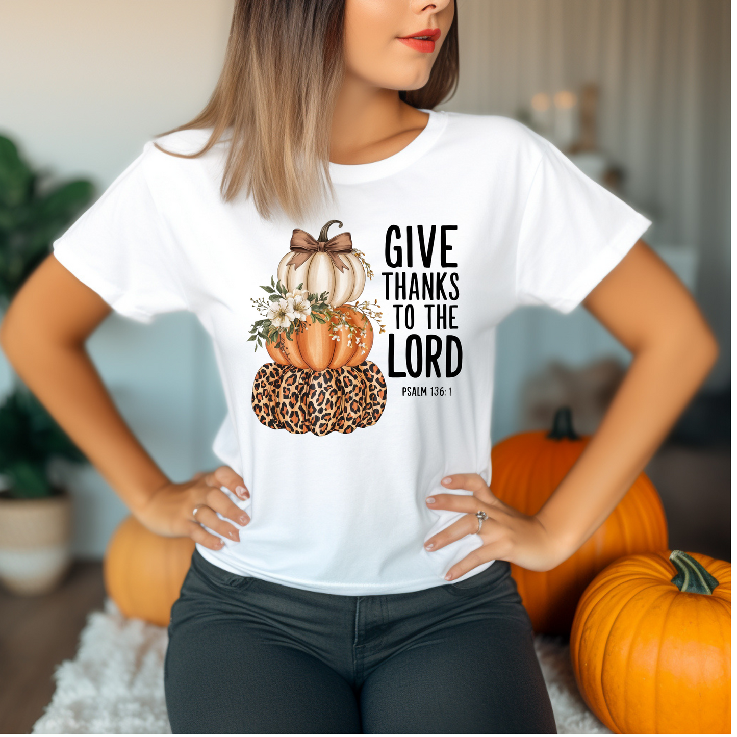 Give Thanks to God Fall Short Sleeve Graphic Tee