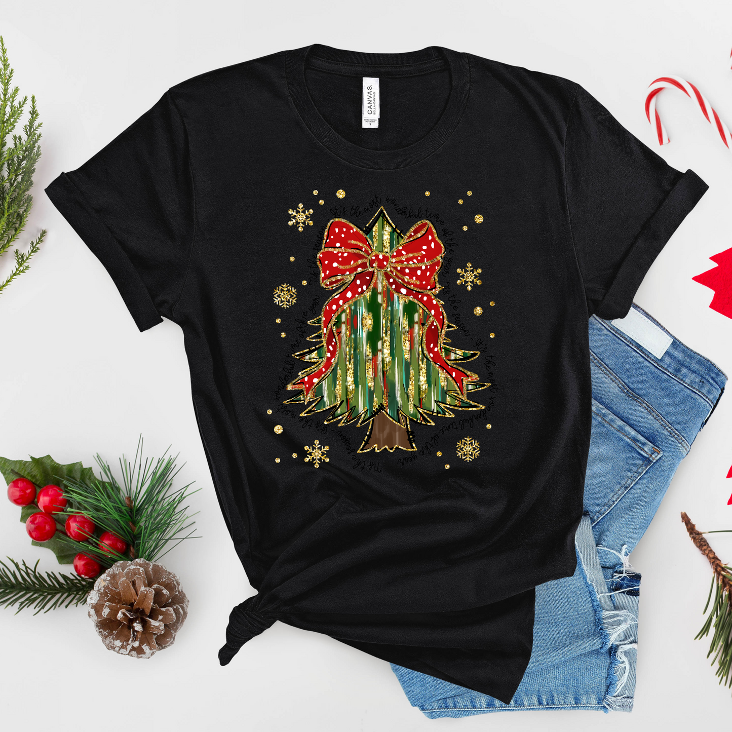 Glitter Christmas Tree T-Shirt – Festive Holiday Graphic Tee
