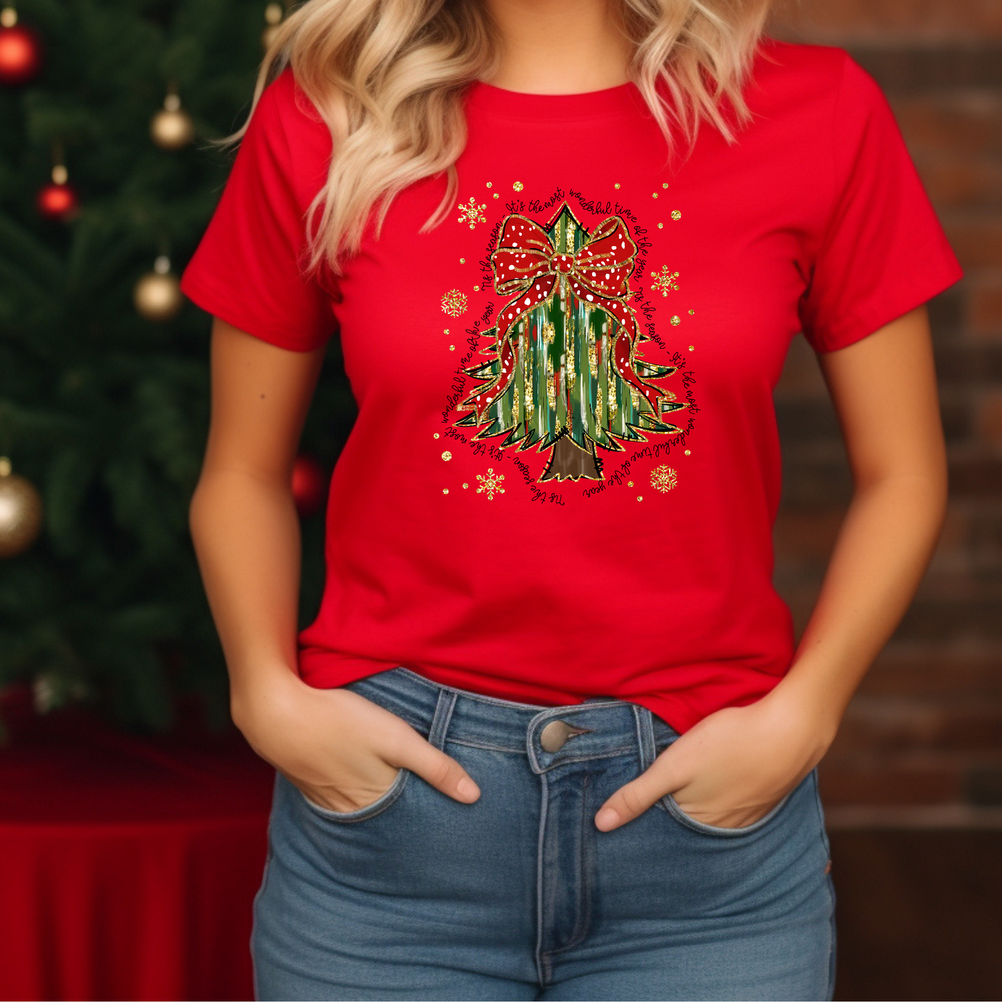 Glitter Christmas Tree T-Shirt – Festive Holiday Graphic Tee