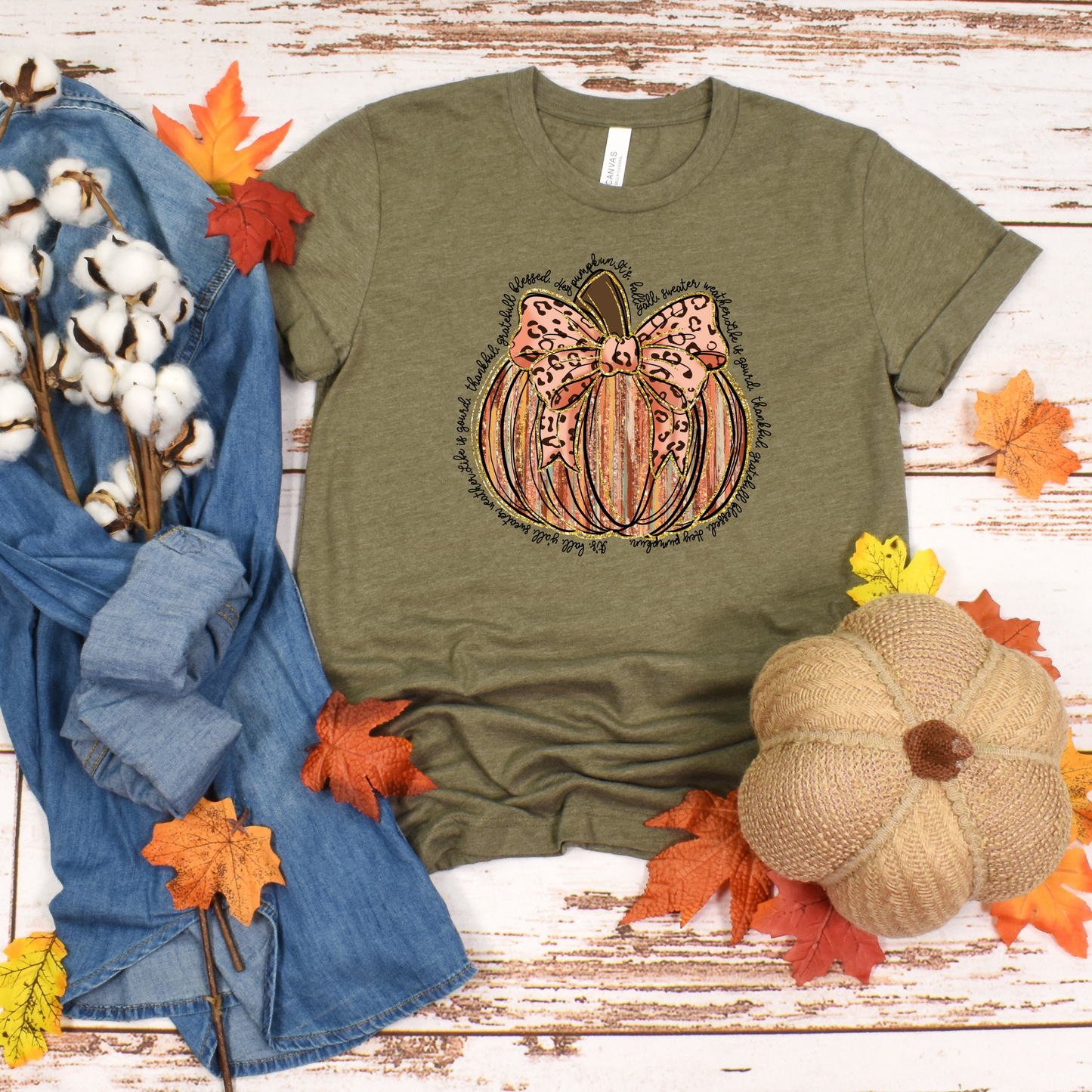 Glitter Pumpkin Fall Short Sleeve Graphic Tee