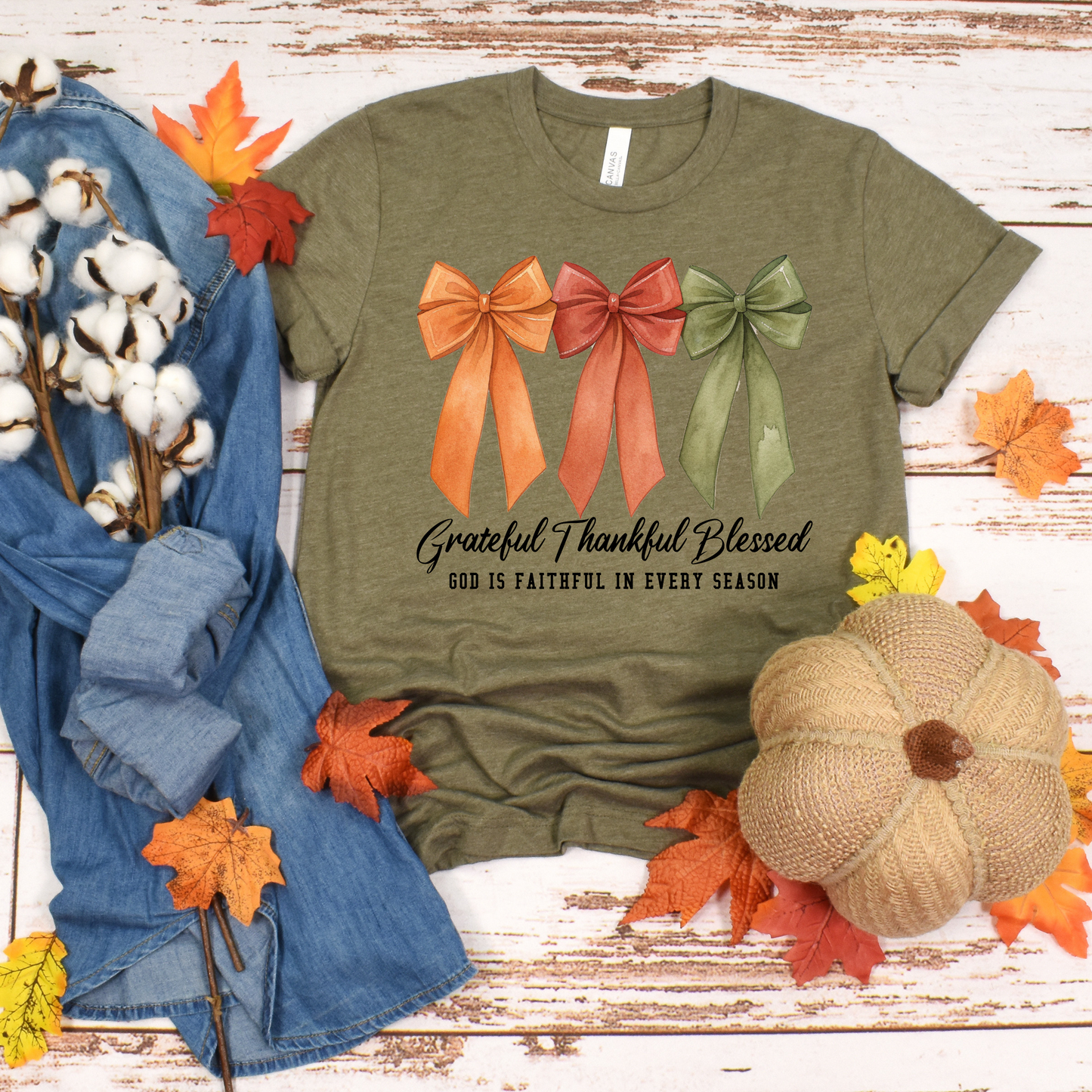 Grateful, Thankful & Blessed Fall Short Sleeve Graphic Tee