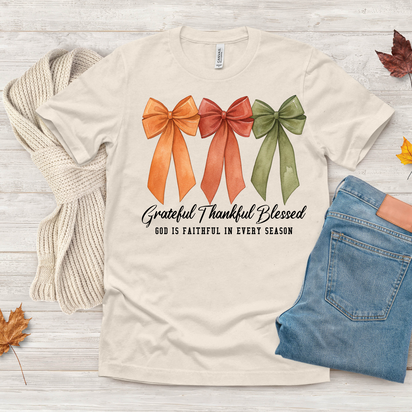 Grateful, Thankful & Blessed Fall Short Sleeve Graphic Tee