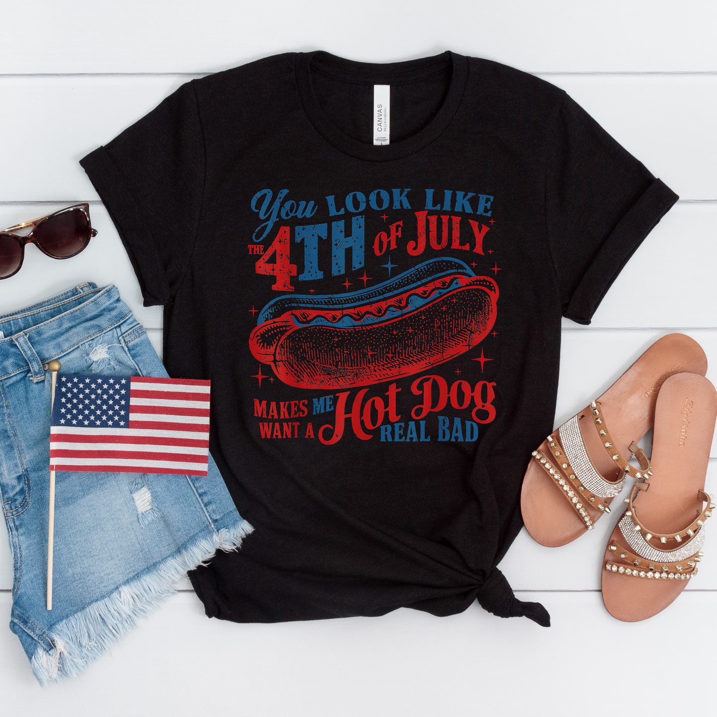 Patriotic Hotdog Short Sleeve Graphic Tee