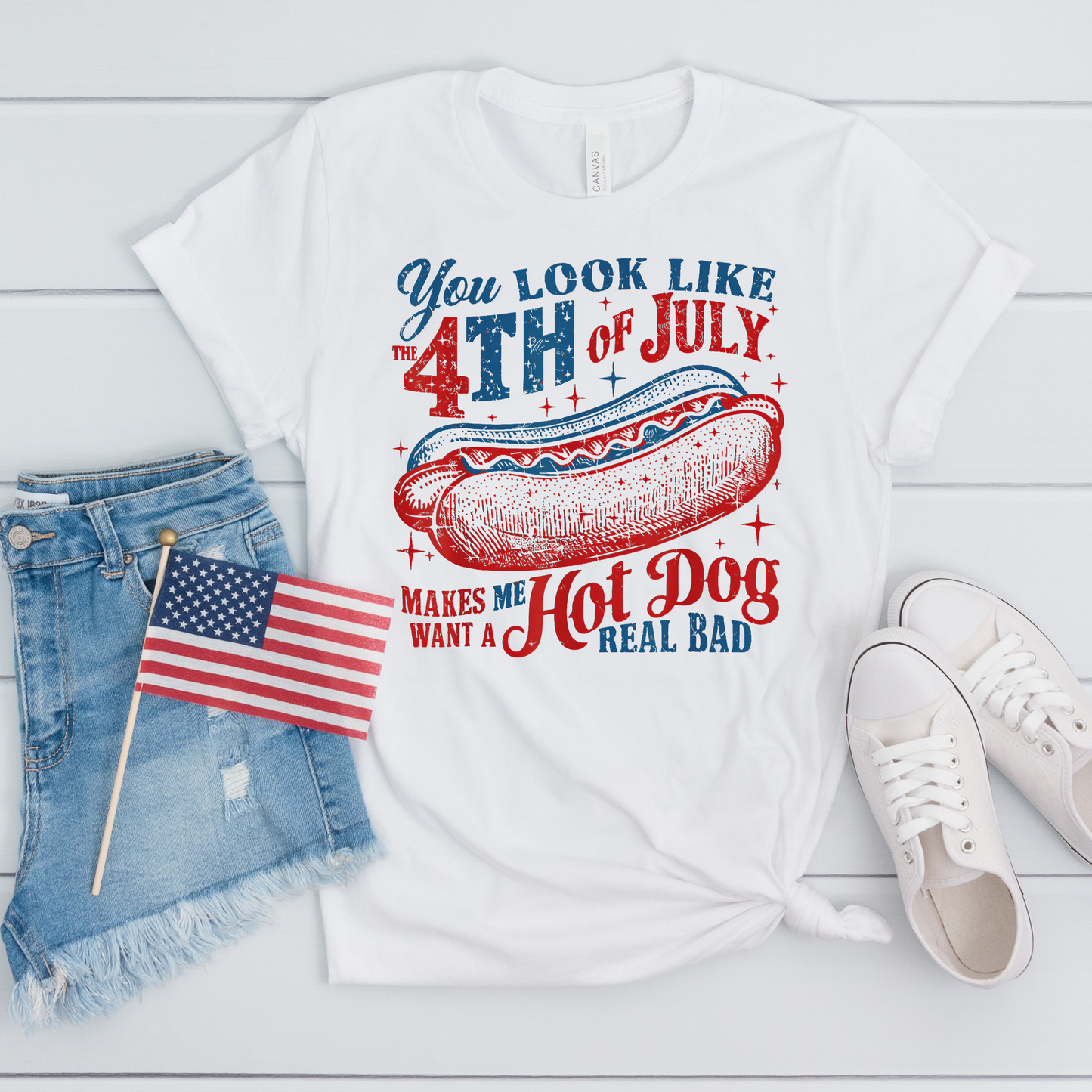 Patriotic Hotdog Short Sleeve Graphic Tee