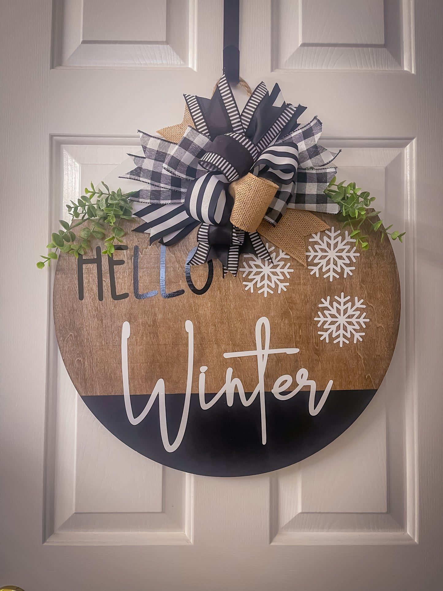 Hello Winter Wood Door Hanger