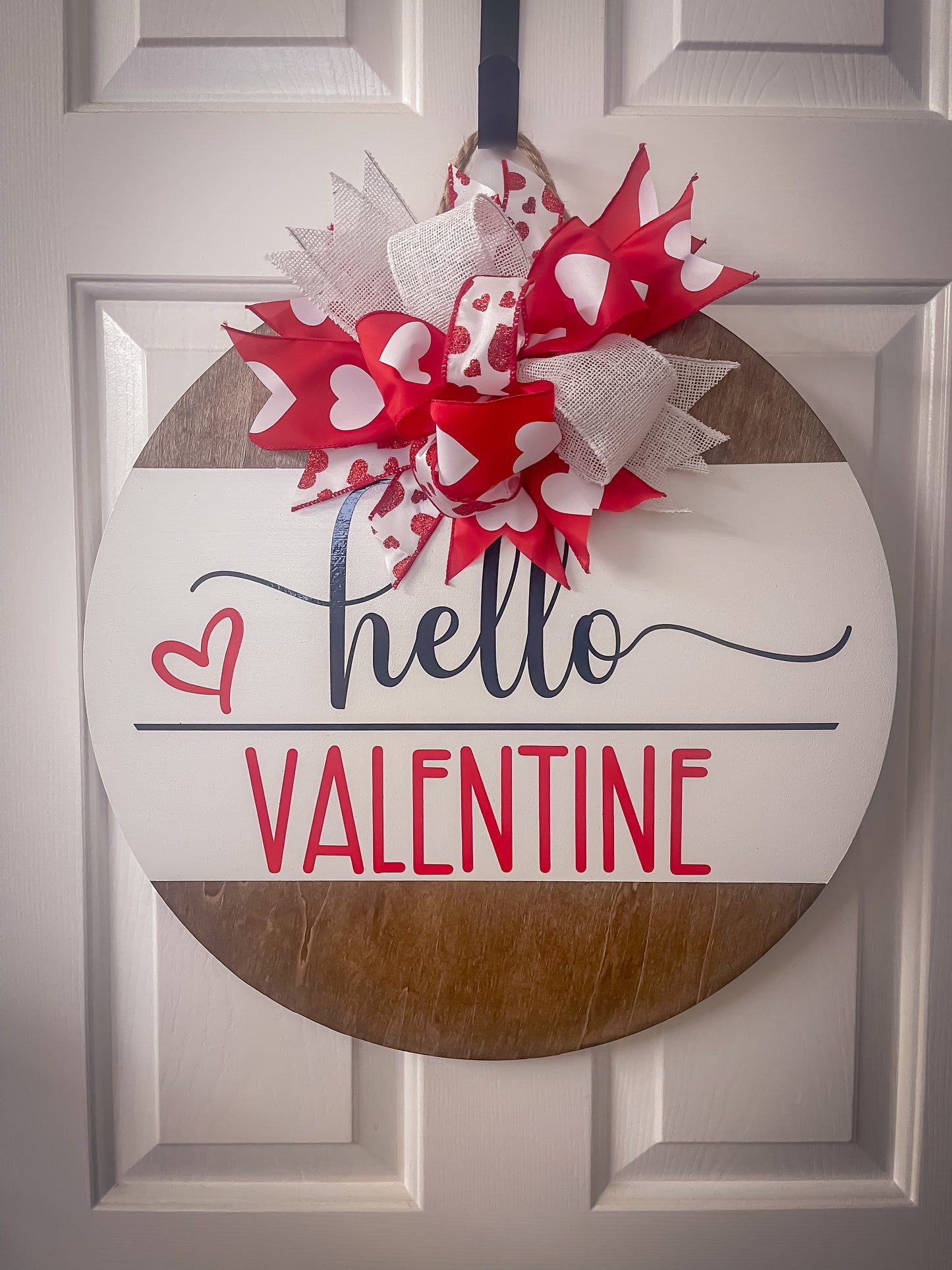 Hello Valentine Wood Door Hanger
