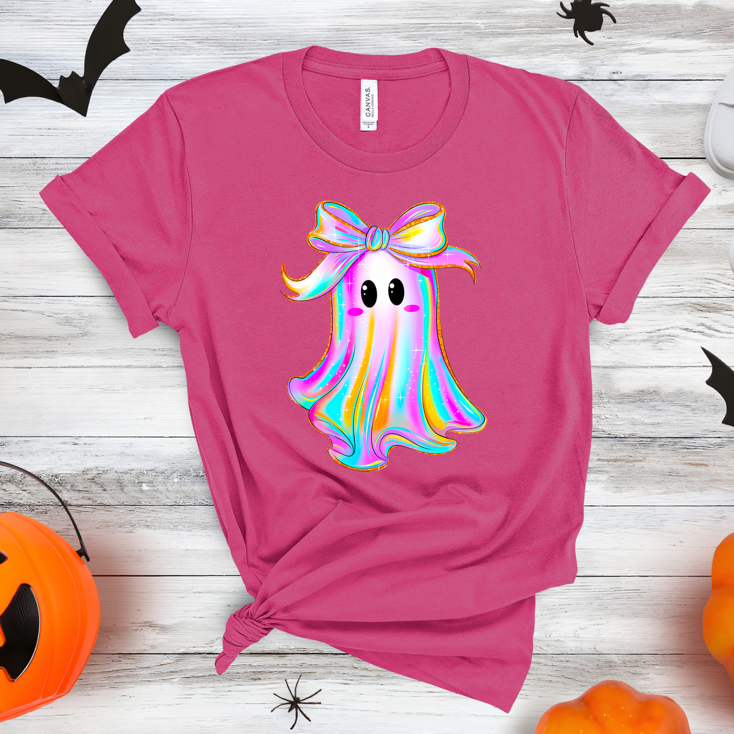 Iridescent Ghost Halloween Shirt Sleeve Graphic Tee