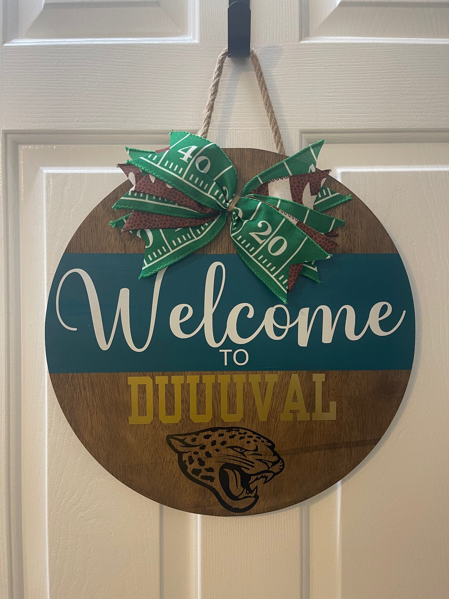 Jacksonville Jaguars Welcome to DUUUVAL Wood Door Hanger