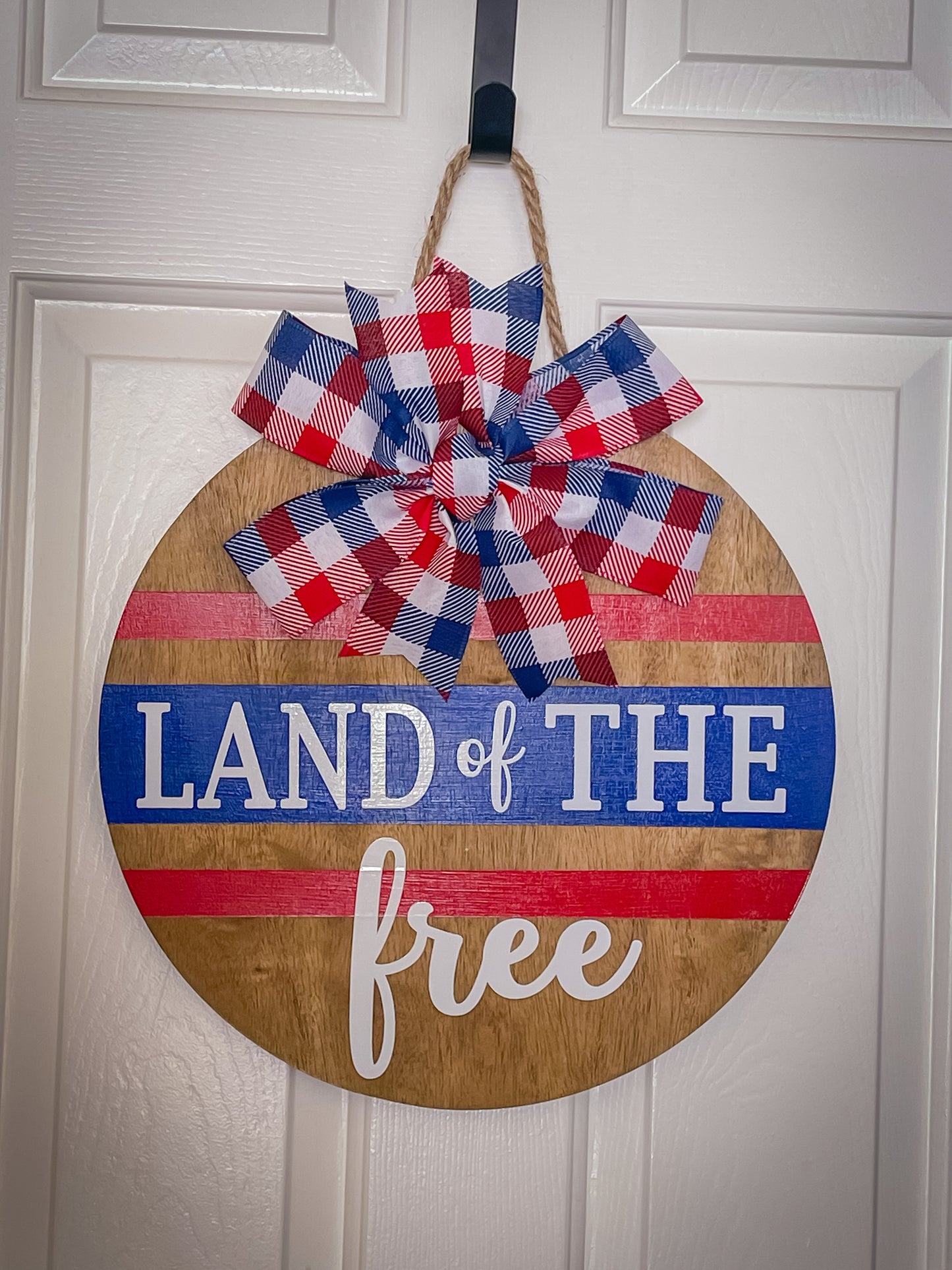 Land of the Free Wood Door Hanger