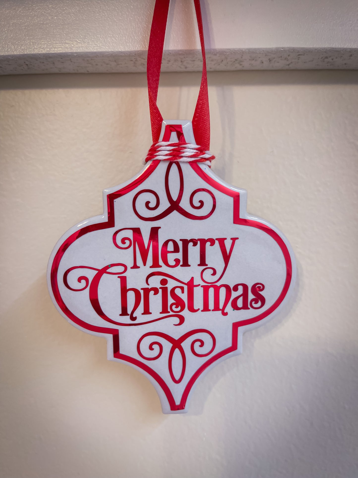 Merry Christmas Arabesque Tile Ornament