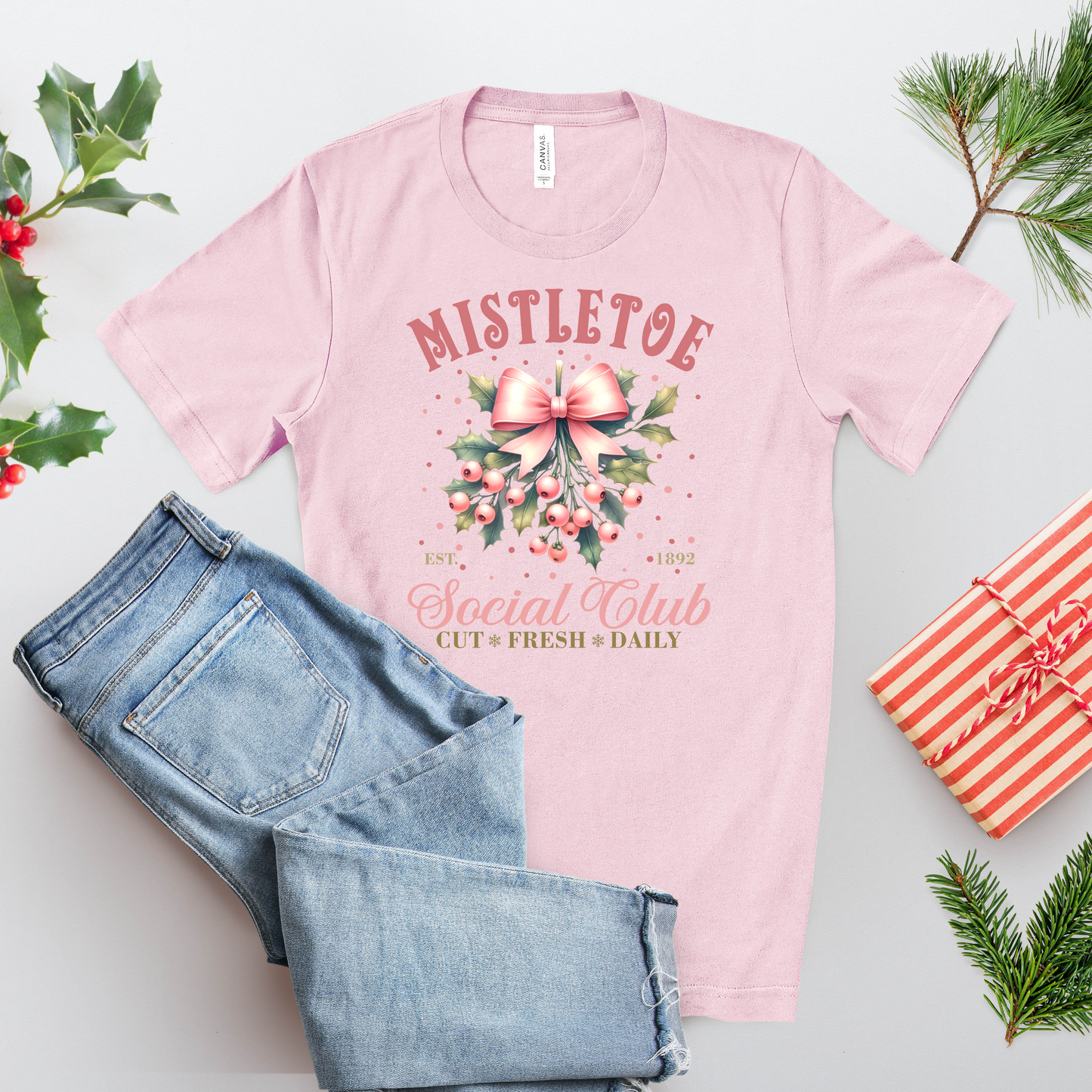 Mistletoe Social Club T-Shirt – Cute Holiday Graphic Tee