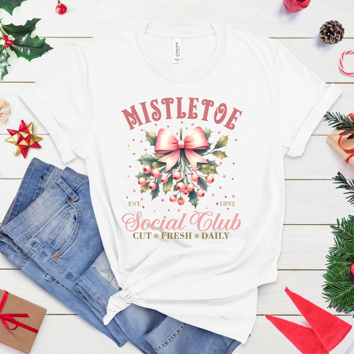 Mistletoe Social Club T-Shirt – Cute Holiday Graphic Tee