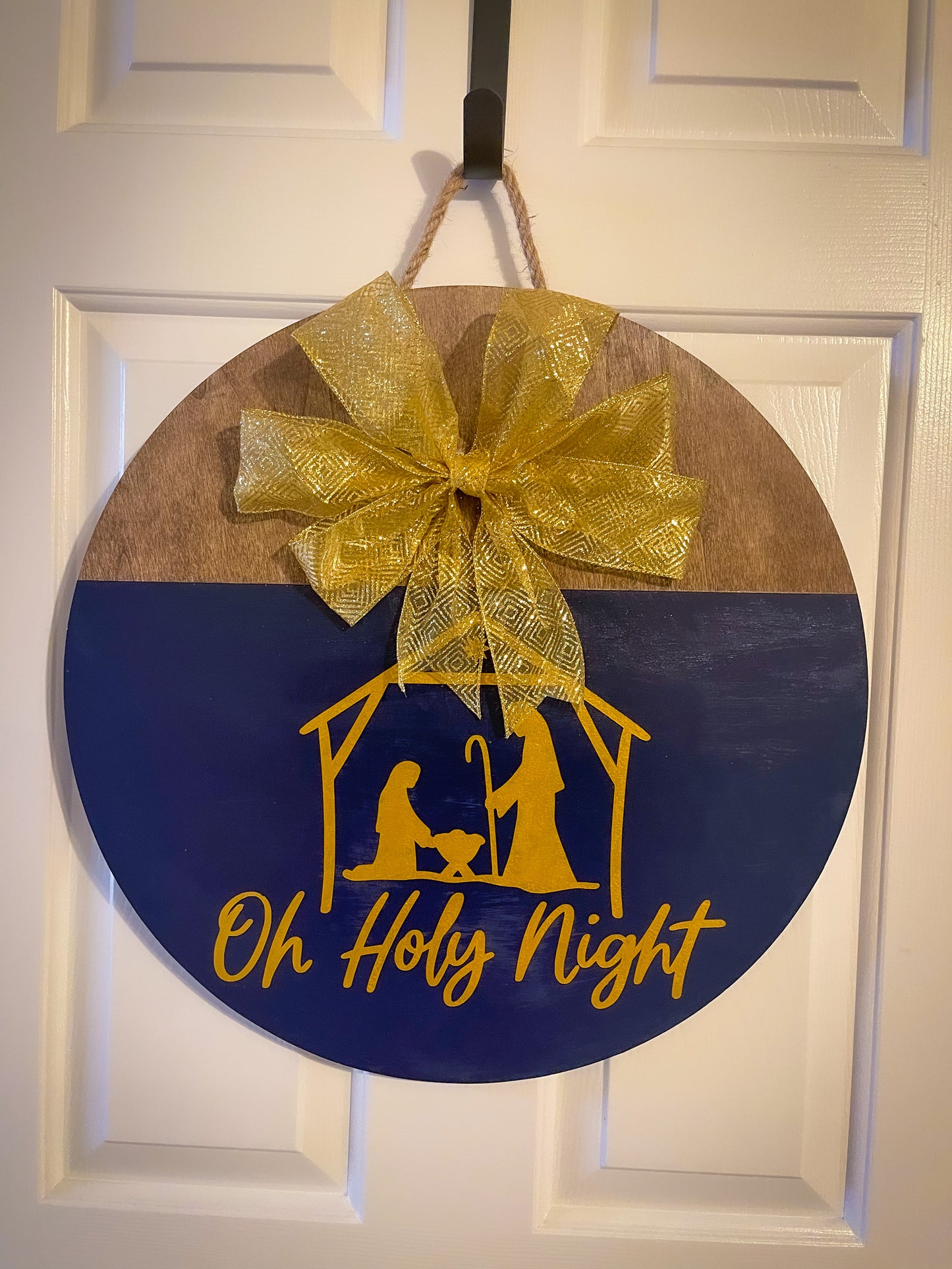 O Holy Night Christmas Wood Door Hanger