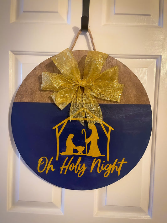 O Holy Night Christmas Wood Door Hanger
