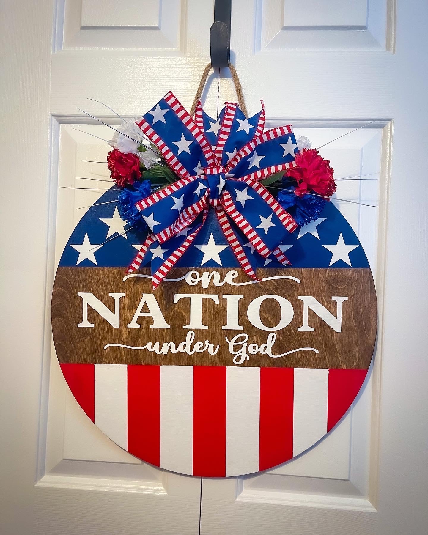 One Nation Under God Wood Door Hanger