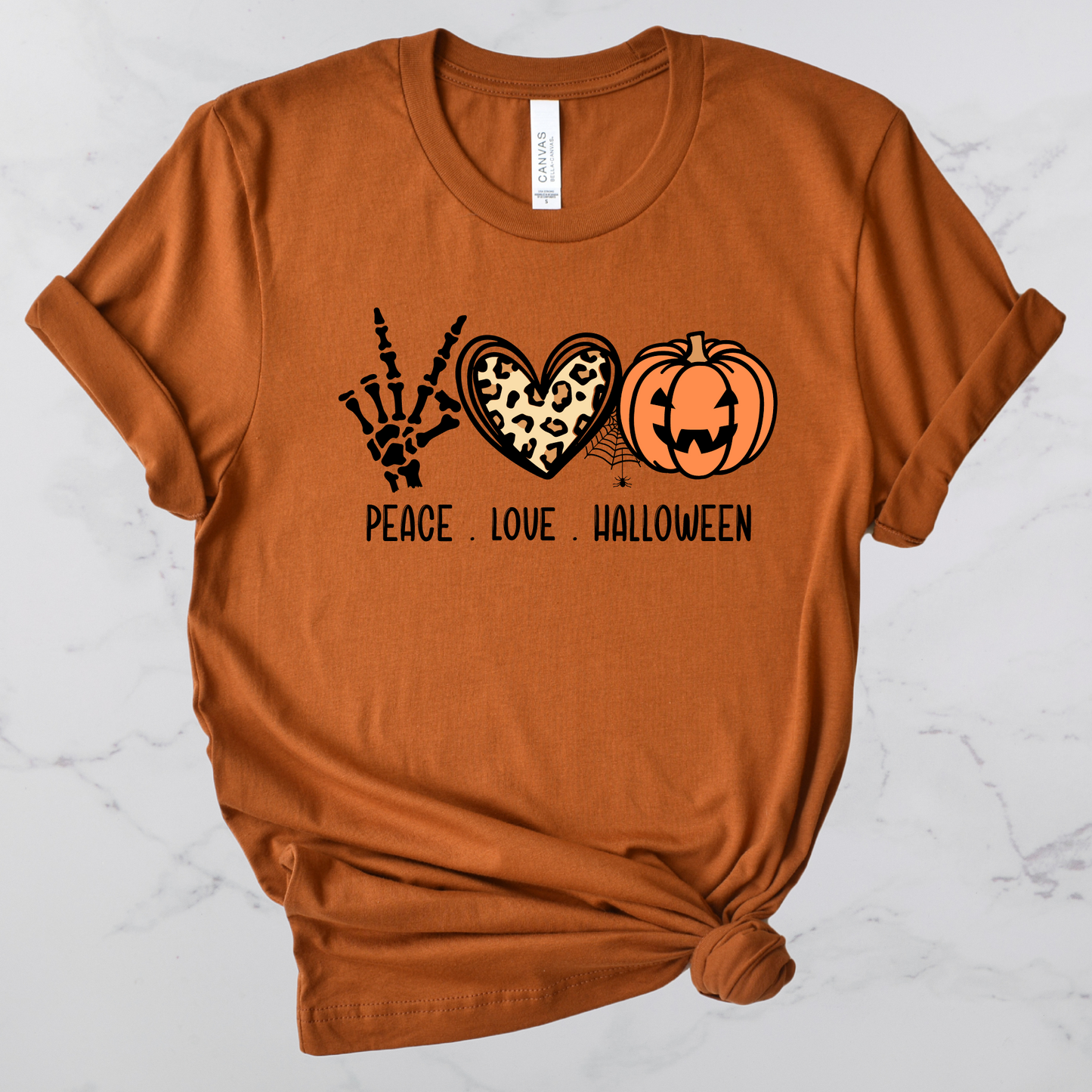 Peace Love Halloween Short Sleeve Graphic Tee