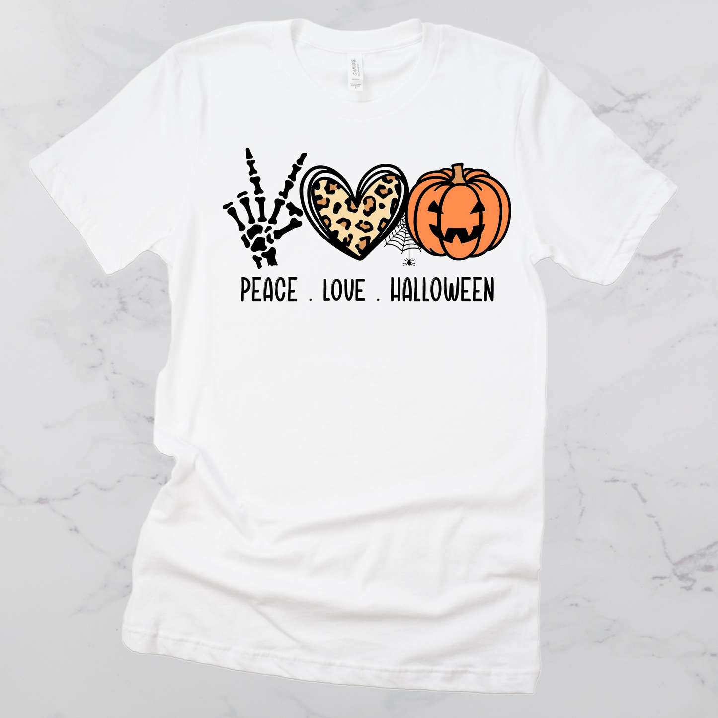 Peace Love Halloween Short Sleeve Graphic Tee
