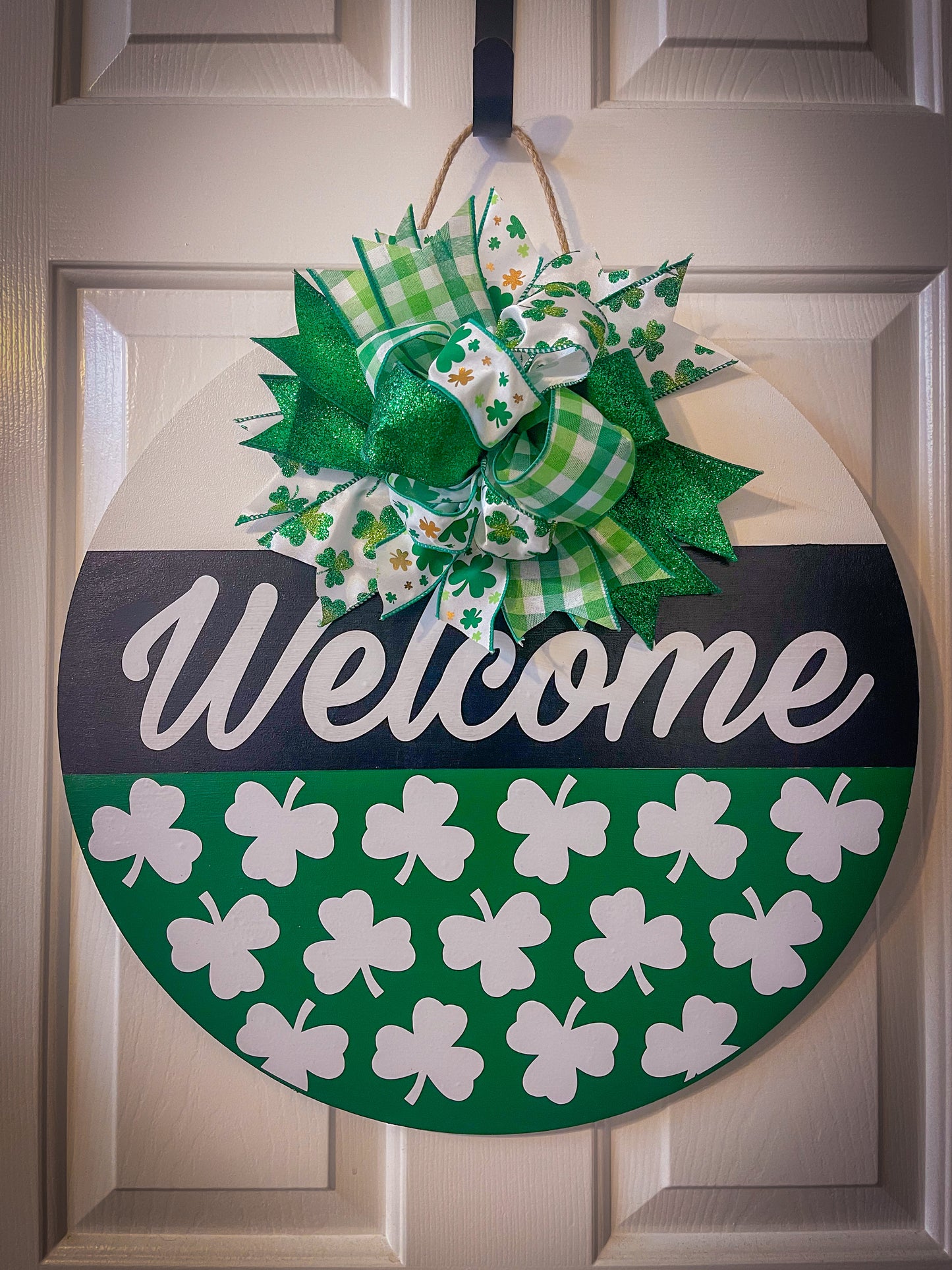 Shamrock Welcome Wood Door Hanger
