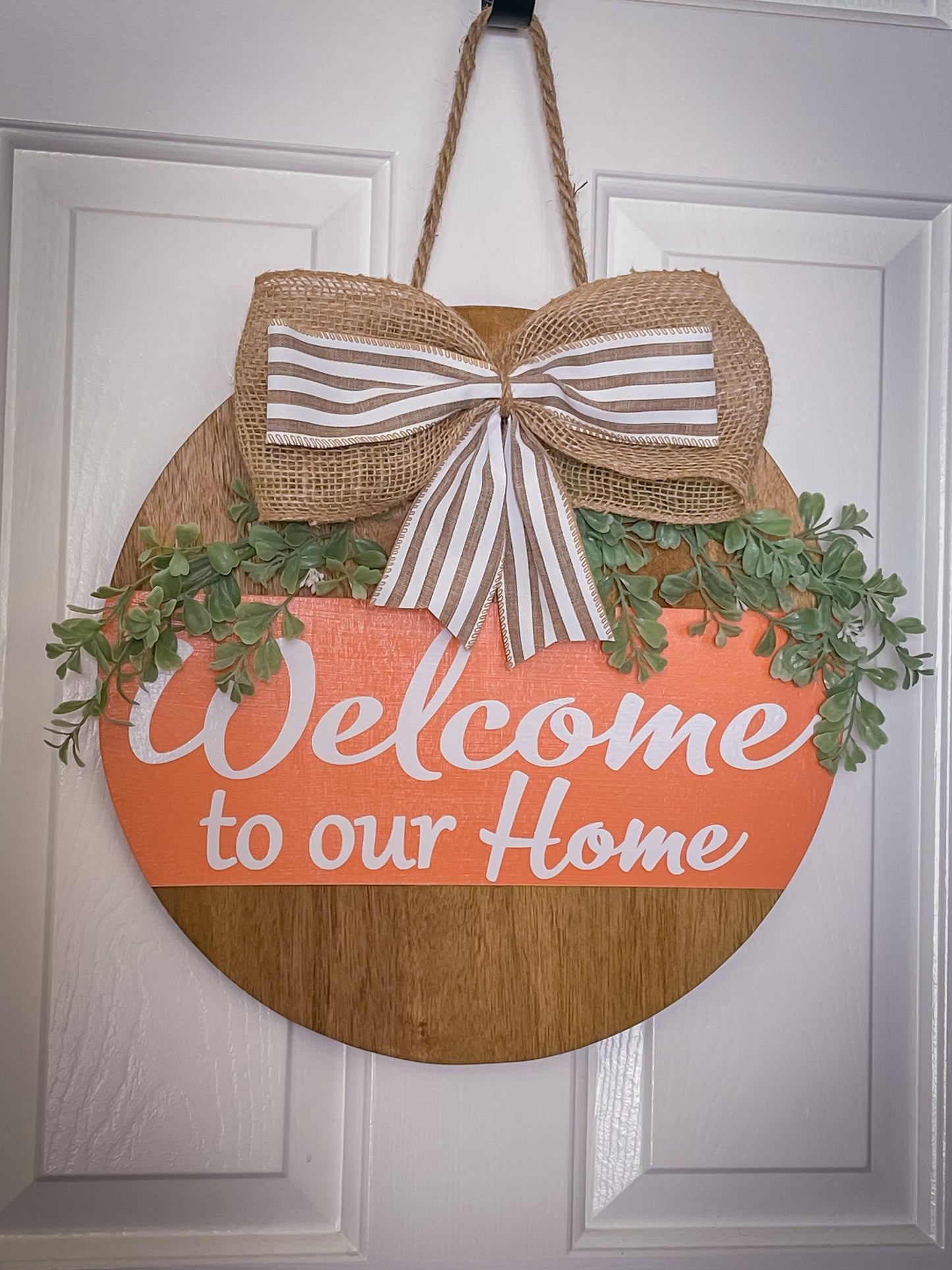Welcome To Our Home Wood Door Hanger