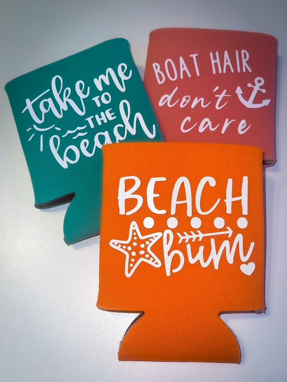 Beach Themed Can & Bottle Sleeves, Cozies, Drinking, Can Cooler, Can Sleeve, Bottle Sleeve, Beach