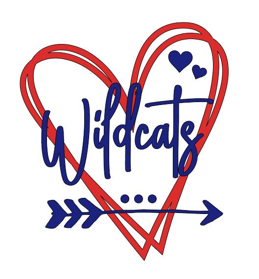 Wildcats Vinyl Heart Decal, Sticker, Heart, Decal, Vinyl, Cup Decal, Window Decal, Yeti Decal, Tervis Decal, Rtic Decal