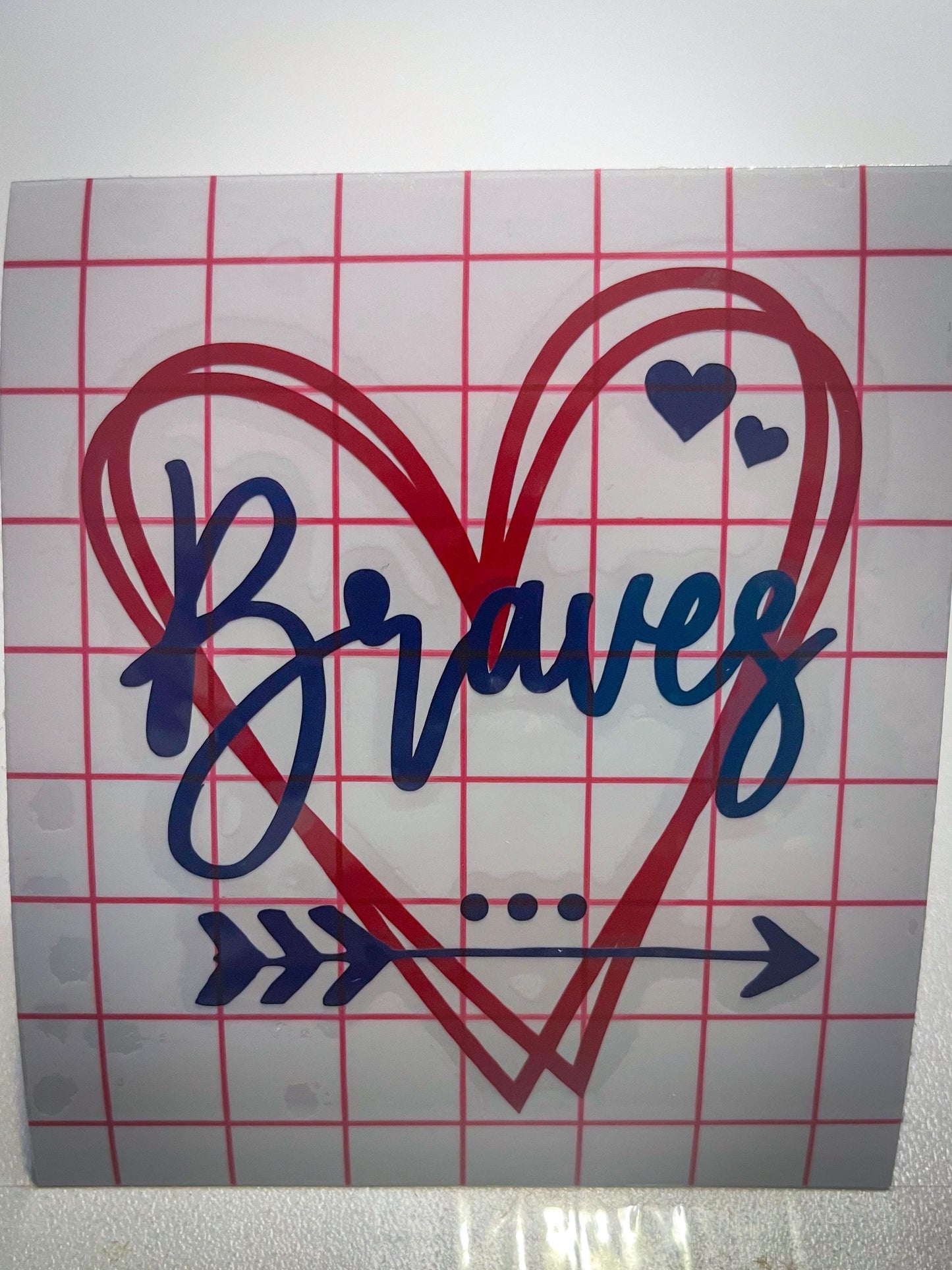 Braves Vinyl Heart Decal, Sticker, Heart, Decal, Vinyl, Cup Decal, Window Decal, Yeti Decal, Tervis Decal, Rtic Decal