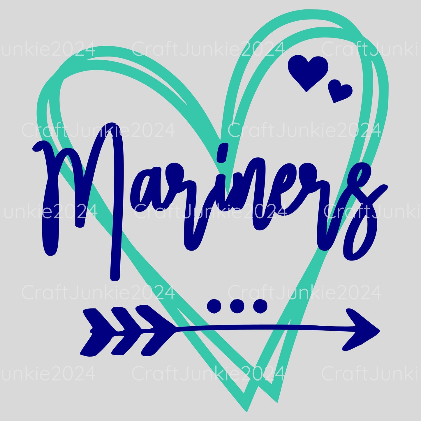 Mariners Vinyl Heart Decal, Sticker, Heart, Decal, Vinyl, Cup Decal, Window Decal, Yeti Decal, Tervis Decal, Rtic Decal