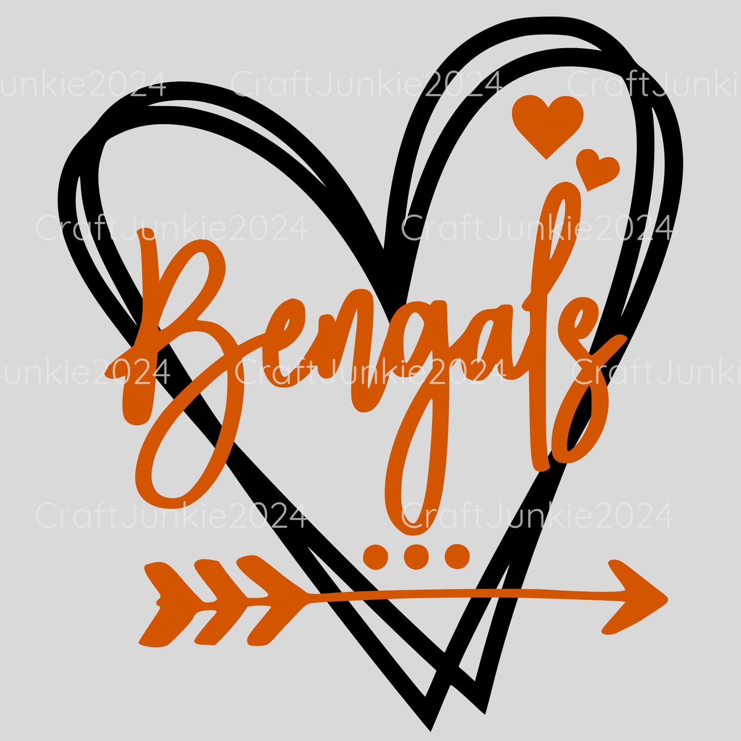 Bengals Vinyl Heart Decal, Sticker, Heart, Decal, Vinyl, Cup Decal, Window Decal, Yeti Decal, Tervis Decal, Rtic Decal