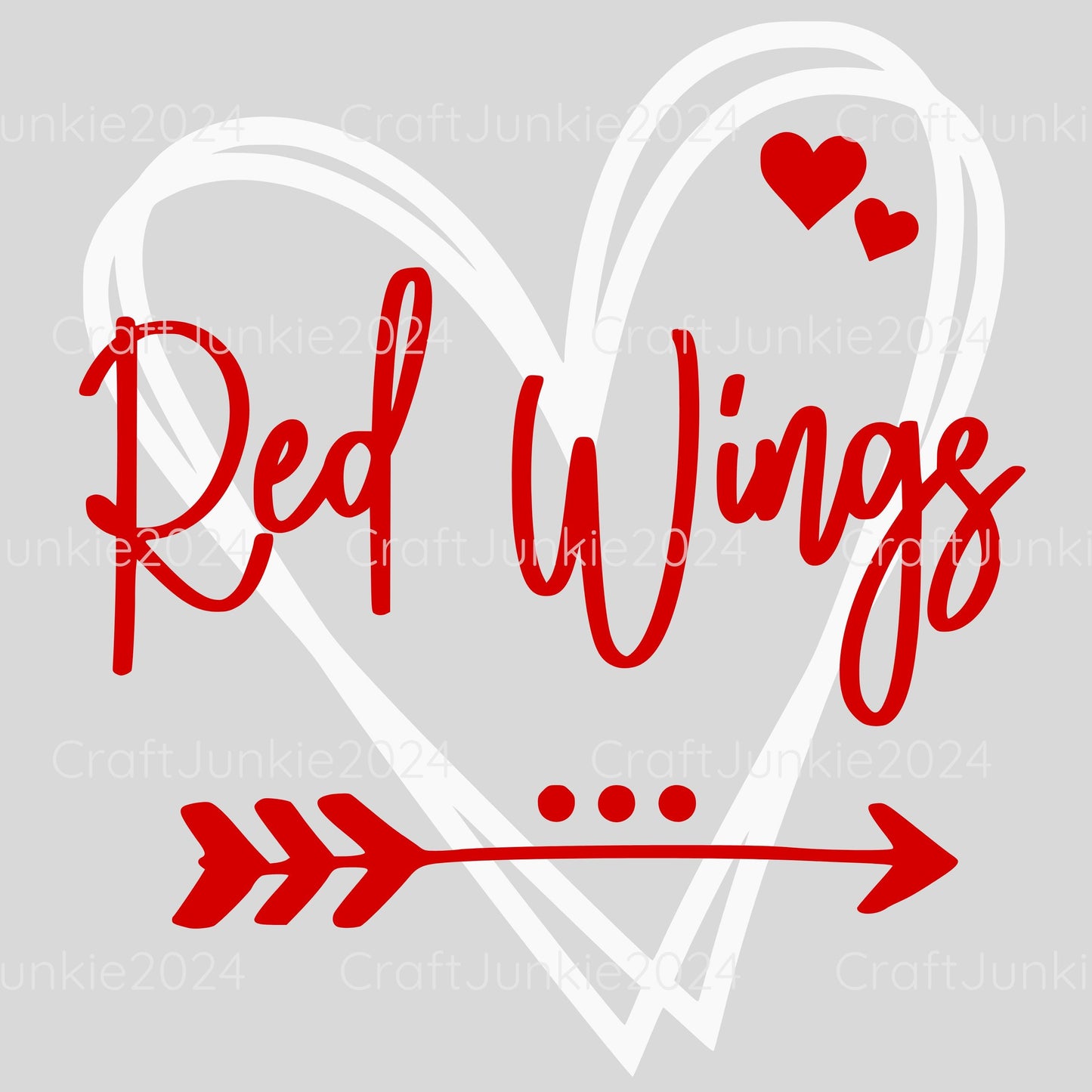 Red Wings Vinyl Heart Decal, Sticker, Heart, Decal, Vinyl, Cup Decal, Window Decal, Yeti Decal, Tervis Decal, Rtic Decal