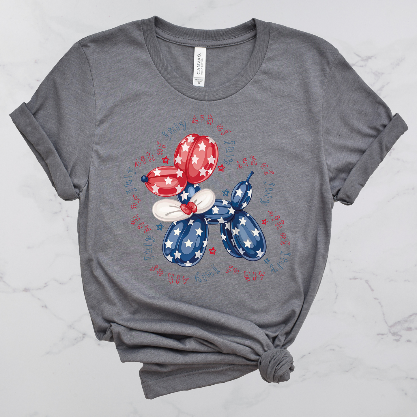 4th of July Balloon Dog Short Sleeve T-Shirt