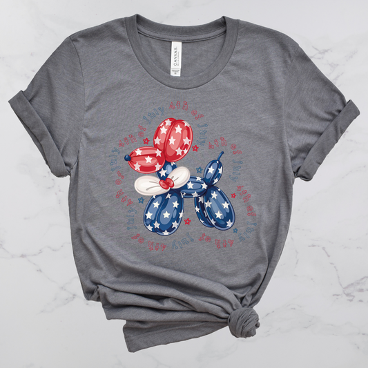 4th of July Balloon Dog Short Sleeve T-Shirt