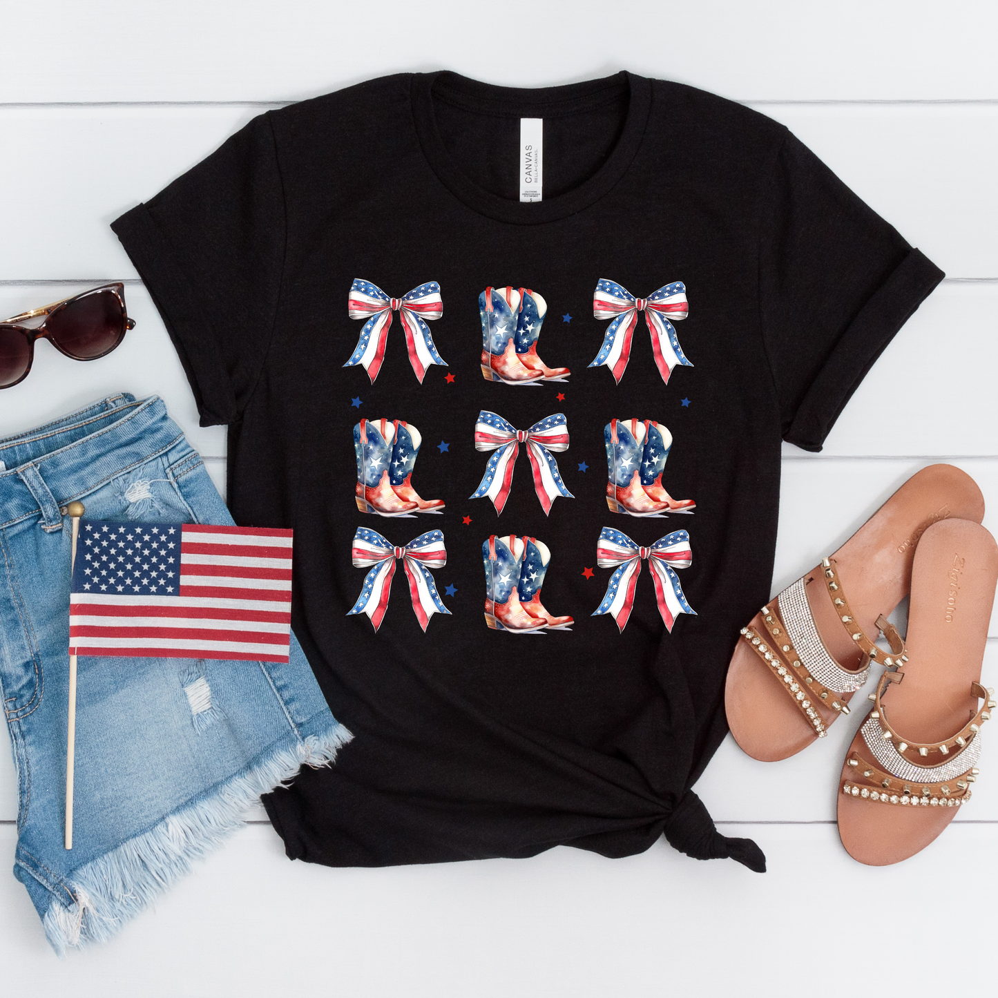 Patriotic Boots & Bows Short Sleeve T-Shirt