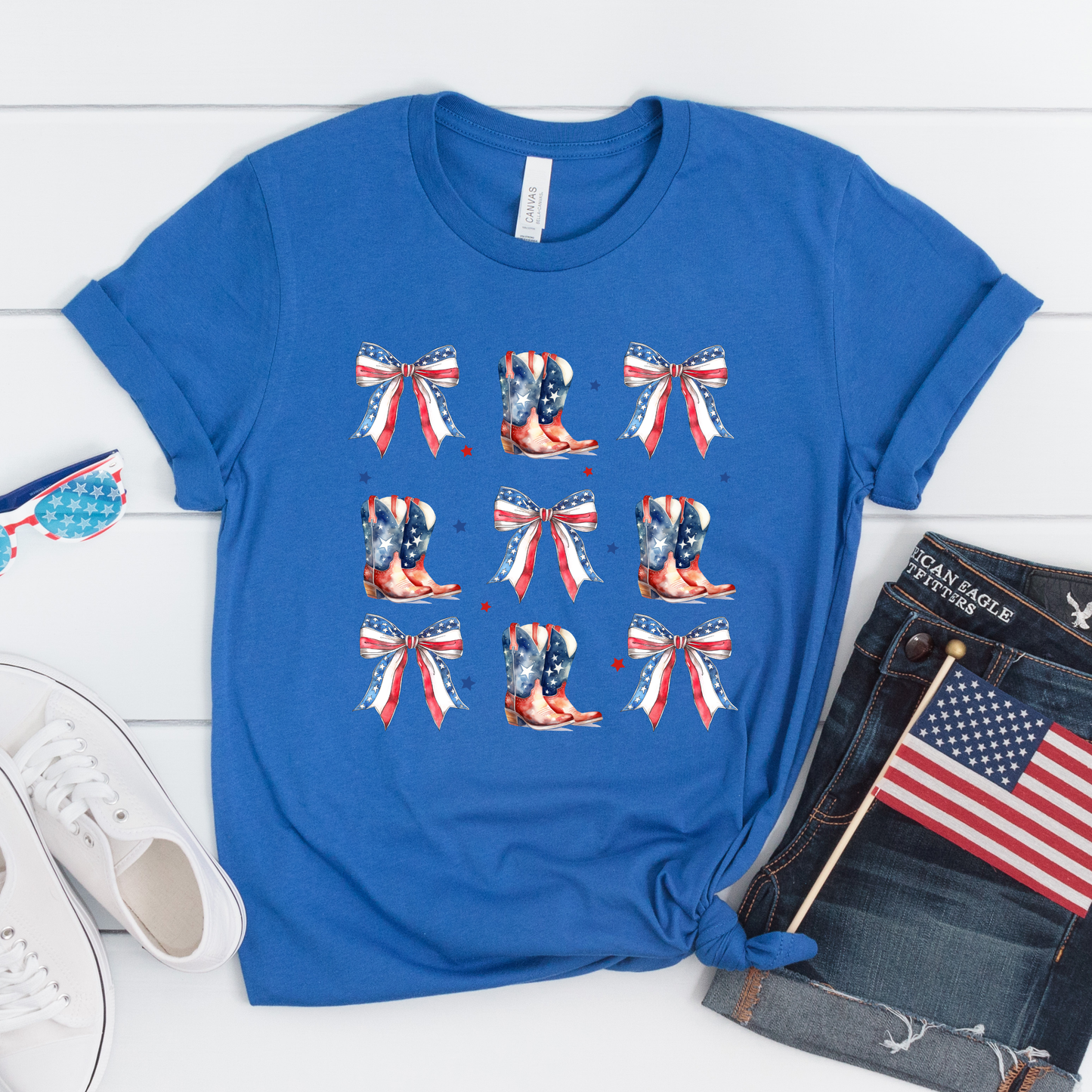 Patriotic Boots & Bows Short Sleeve T-Shirt