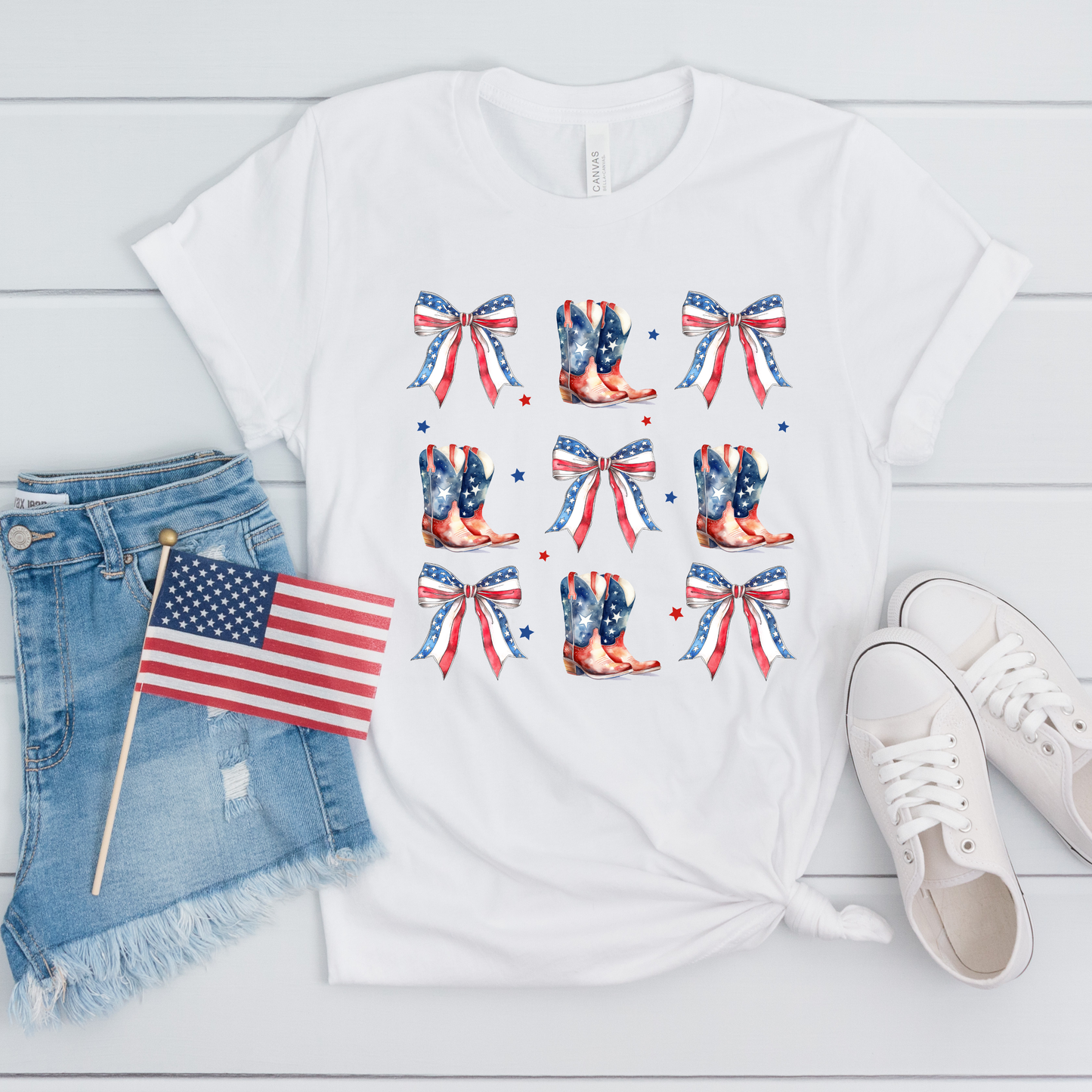 Patriotic Boots & Bows Short Sleeve T-Shirt