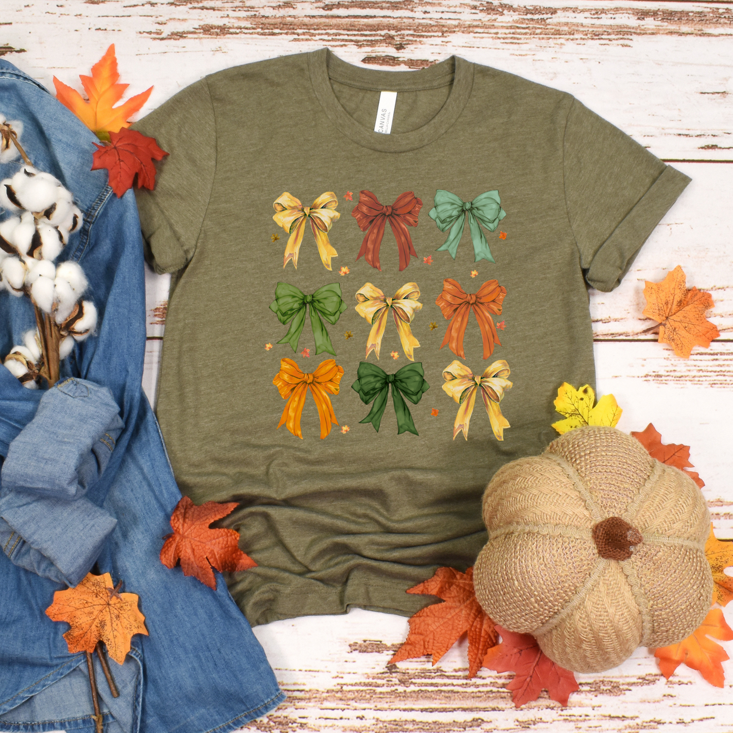 Fall Coquette Bows Short Sleeve Graphic Tee