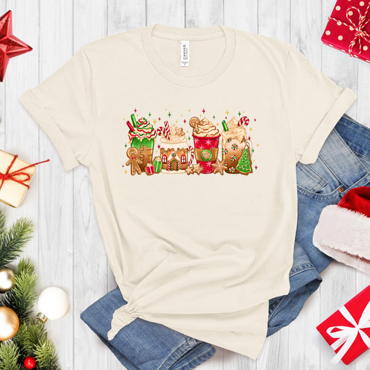 Gingerbread Christmas Coffee Short Sleeve Graphic Tee